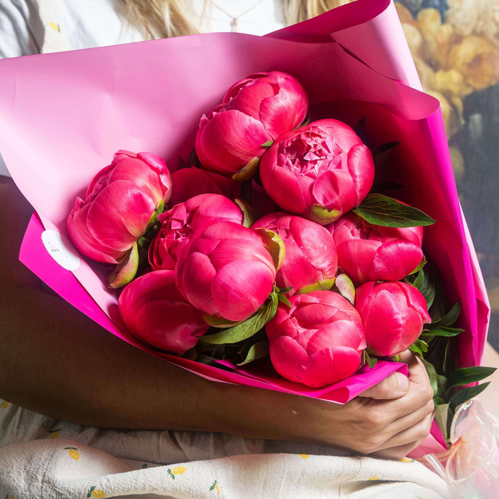 A lush cluster of vivid pink peonies makes a joyful, romantic statement-perfect, photo 3 of 3