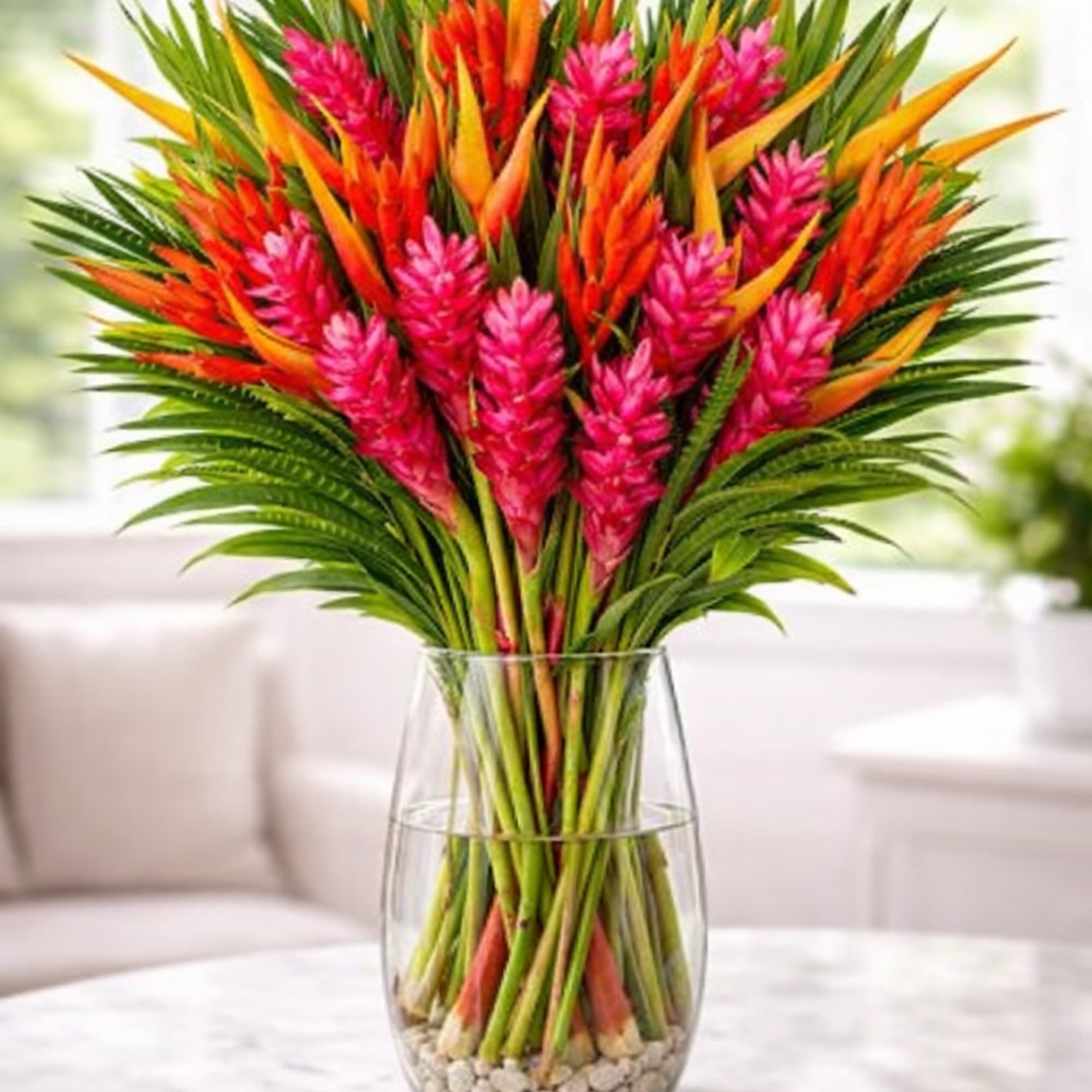 Tropical Explosion is a bold mix of premium tropical flowers designed to