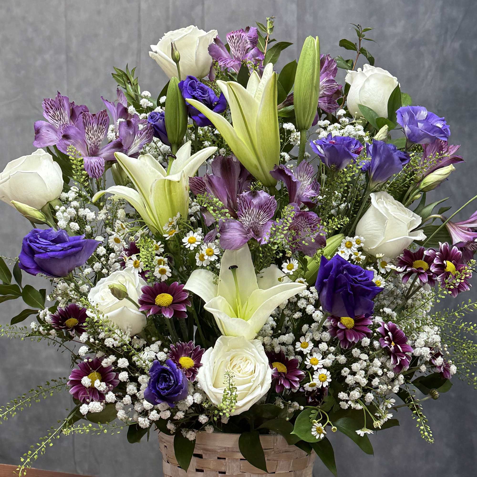Elegant and timeless, our White Purple Basket is a beautiful blend of, photo 2 of 2