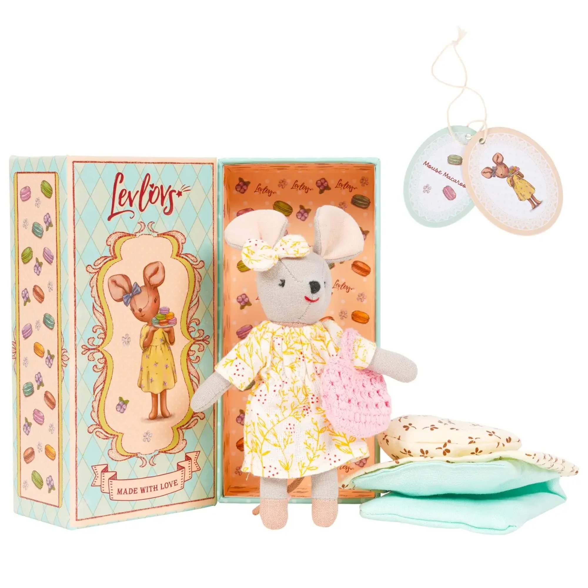 Mouse and Macaroons  Dressed in a soft, sunny dress with delicate, photo 2 of 4