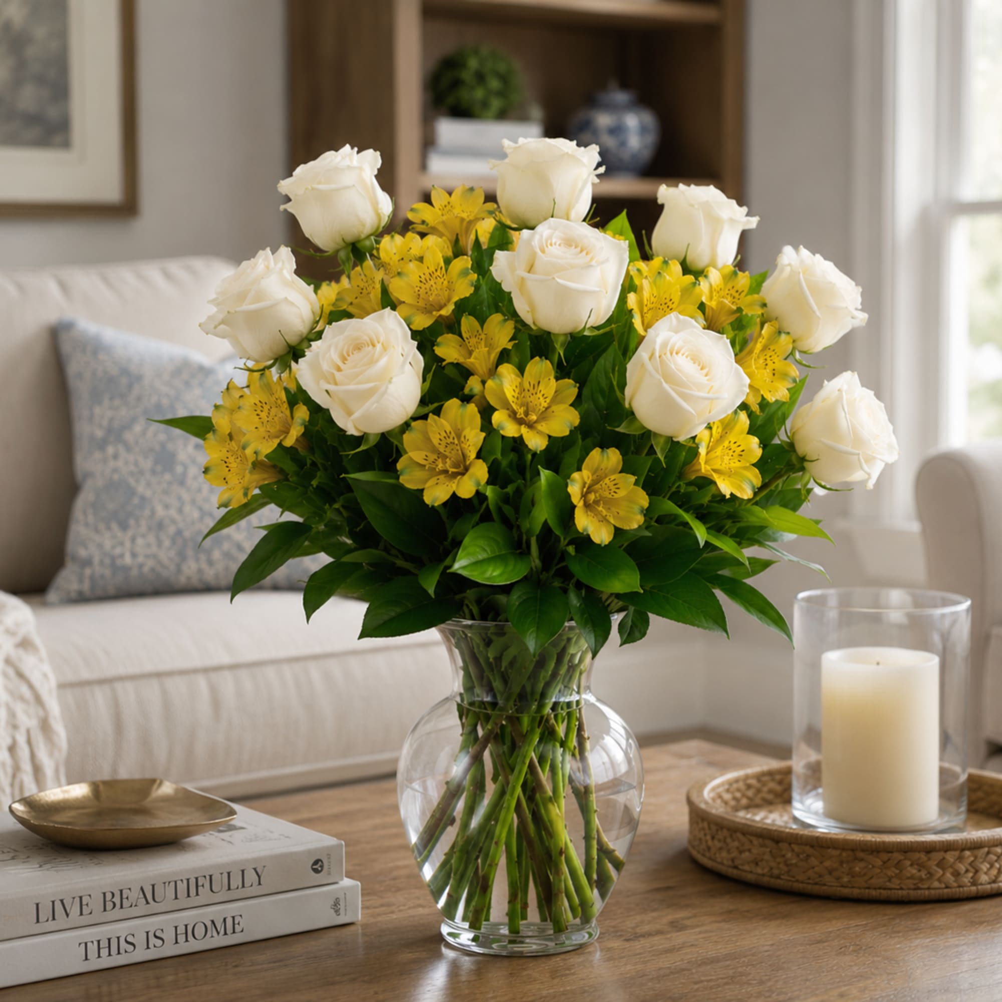 An all-green rose and alstroemeria is a great non-romantic flower option for, photo 2 of 2