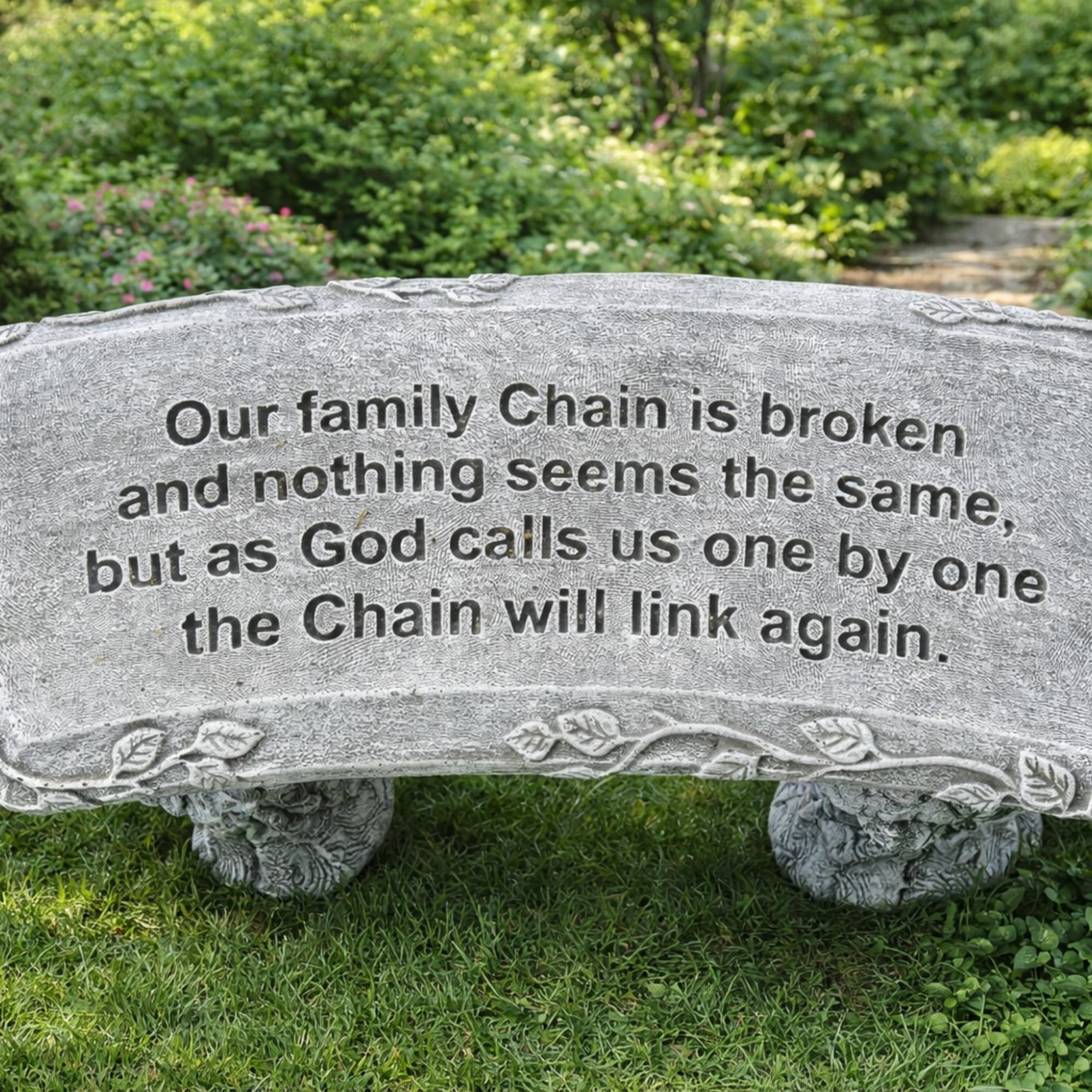This beautifully crafted concrete memorial bench offers a timeless place for reflection