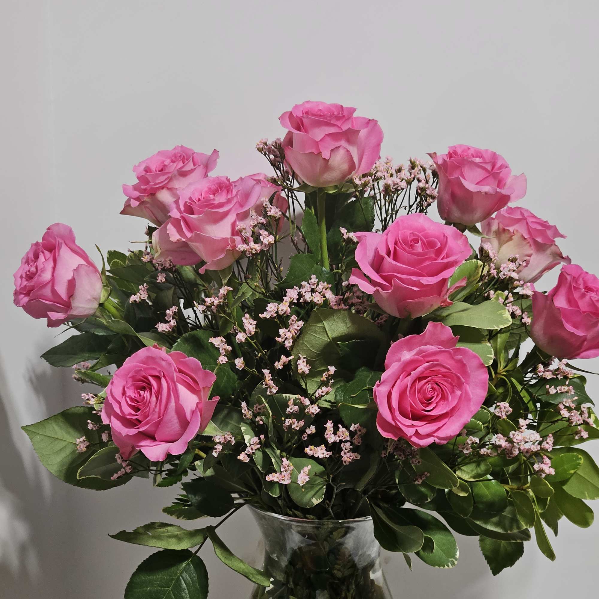 Long-stem pink roses are just the gift when you want to express
