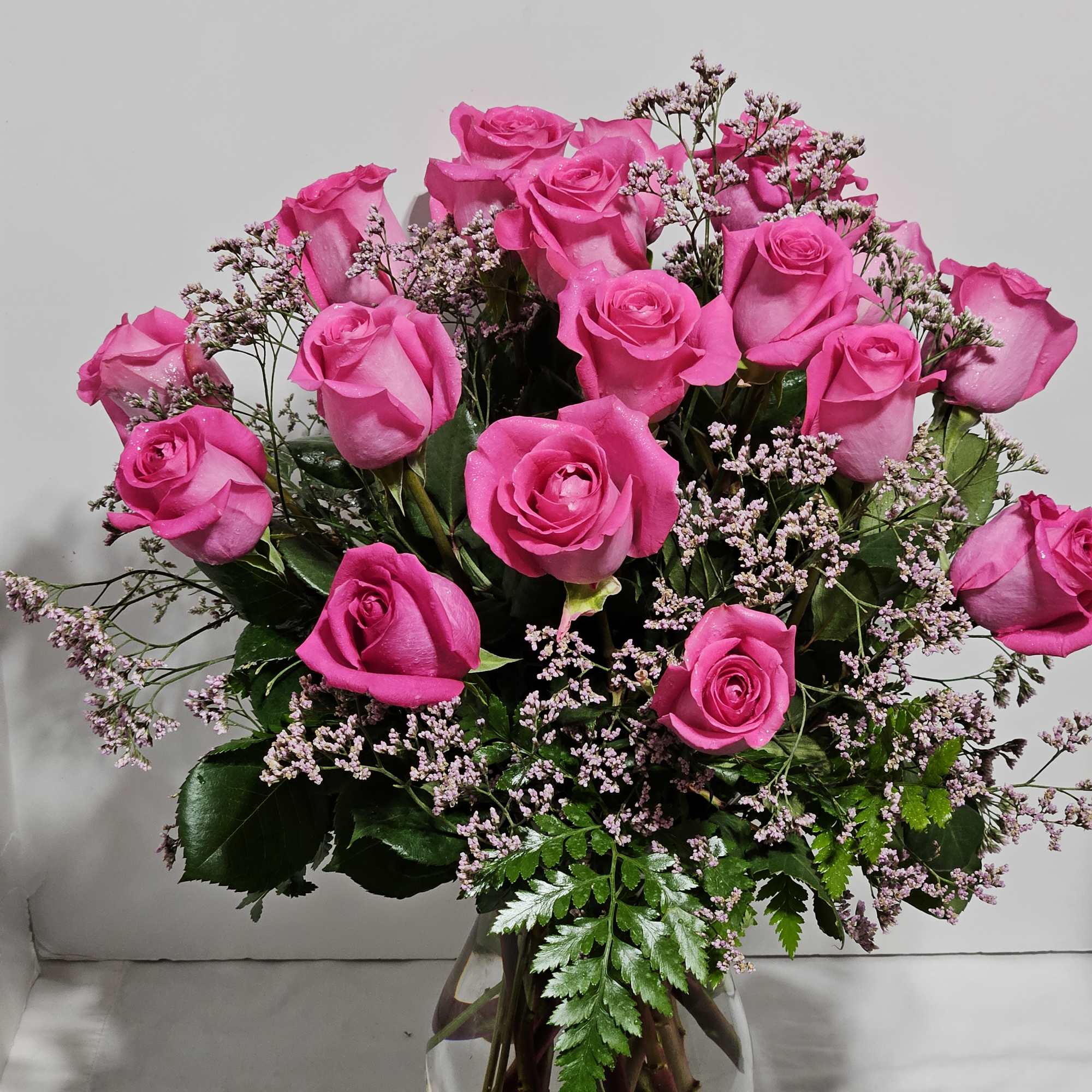 Long-stem pink roses are just the gift when you want to express