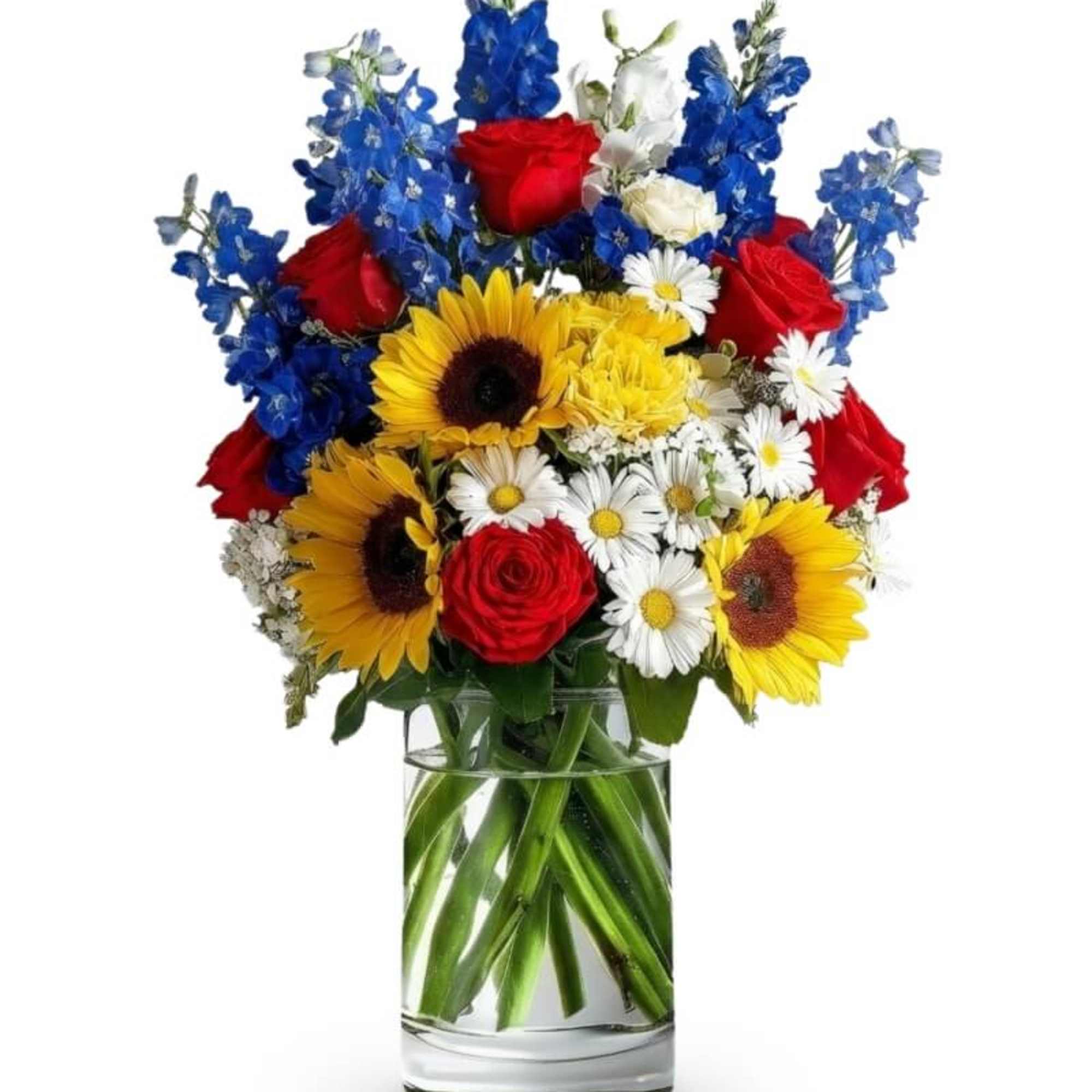 Celebrate the spirit of Independence Day with this tall and radiant display
