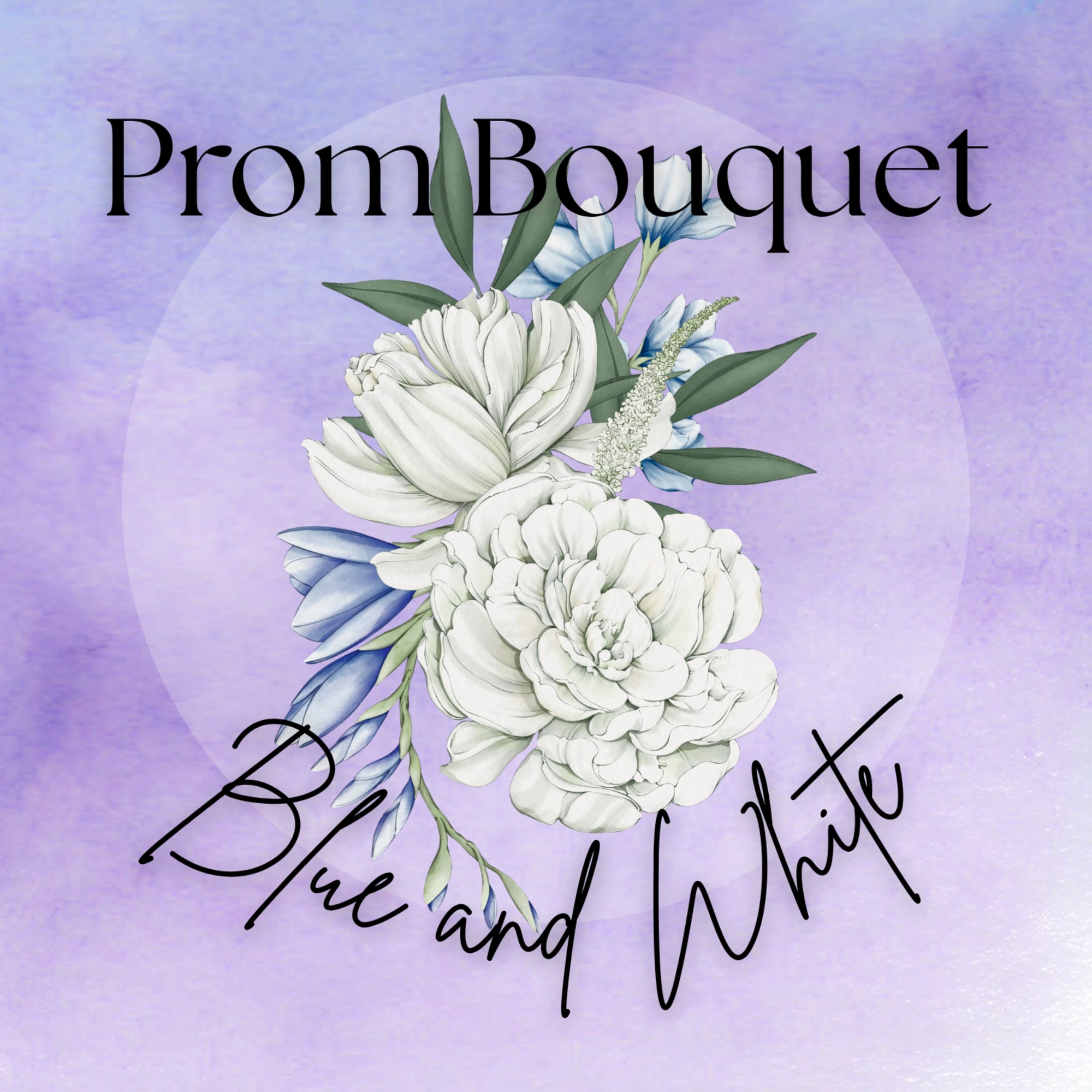 A beautiful classic small bouquet (traditionally called a nosegay) in blue and