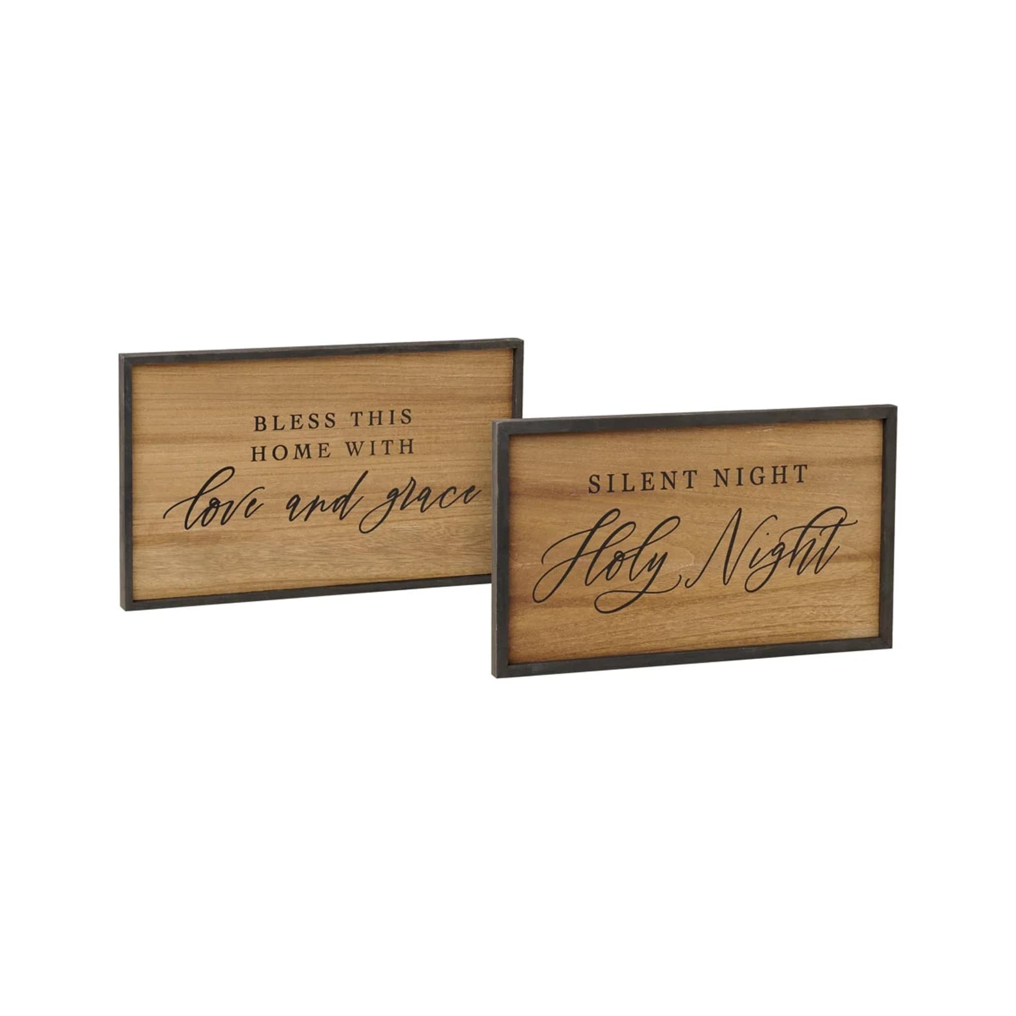 20" x 12" reversible wooden wall sign with dark frame, light wood, photo 2 of 2