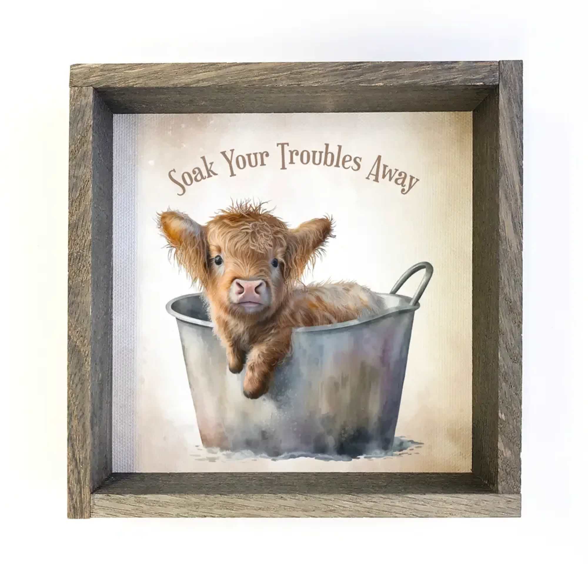 Adorable 11" x 11" Highland Cow Picture