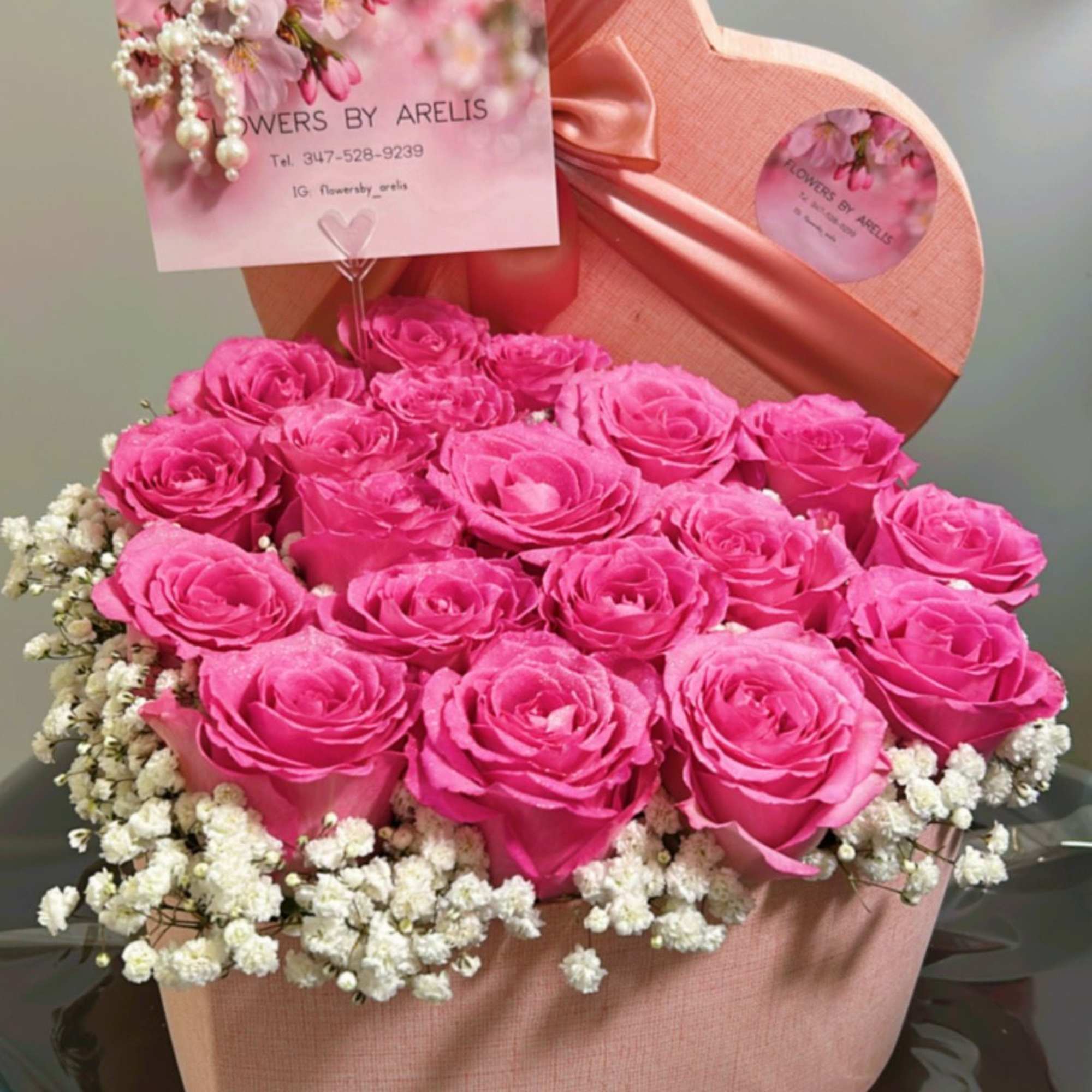 Heart shaped box overflowing with our premium Ecuadorian grown roses. Heart Box