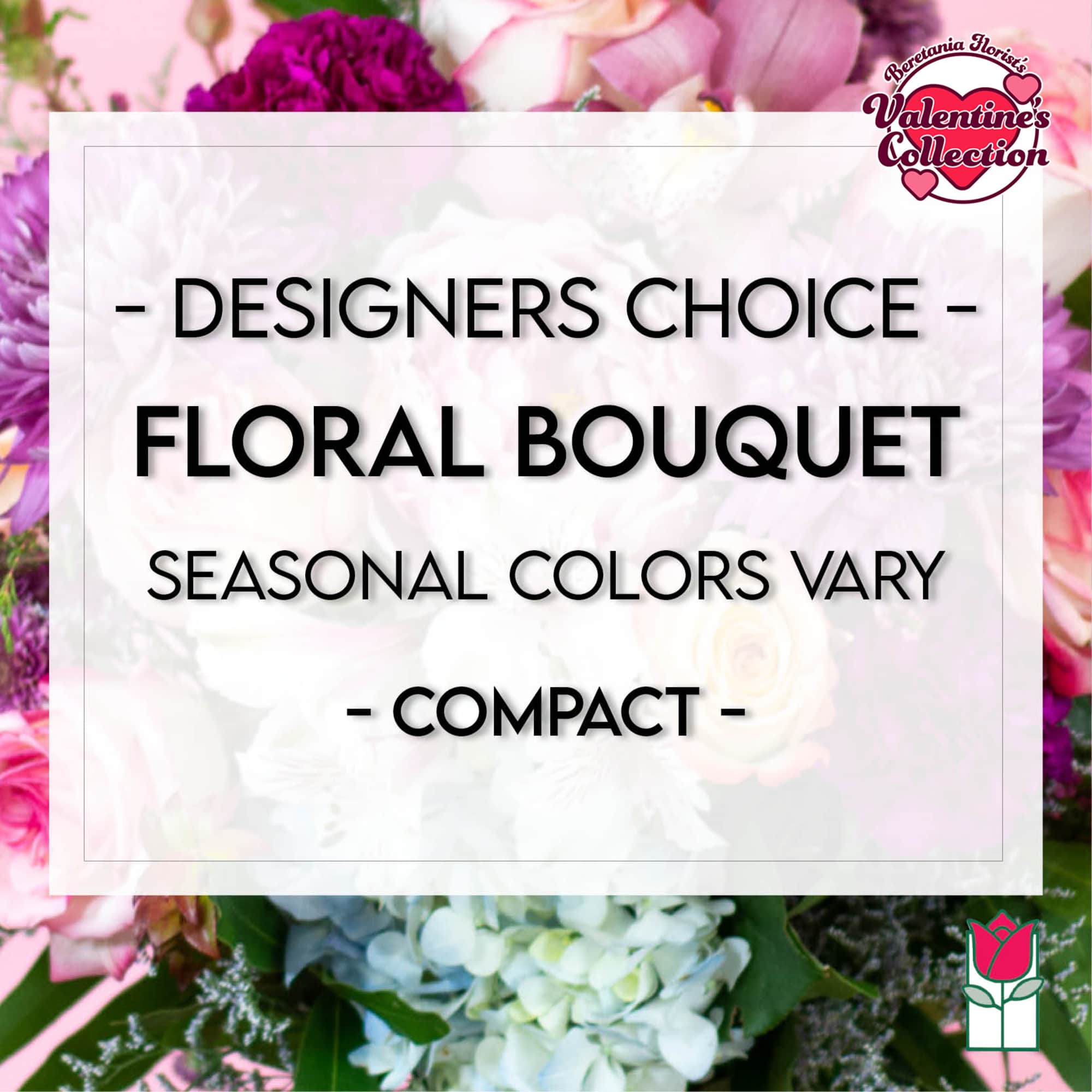 Compact floral bouquet with pink and white blooms