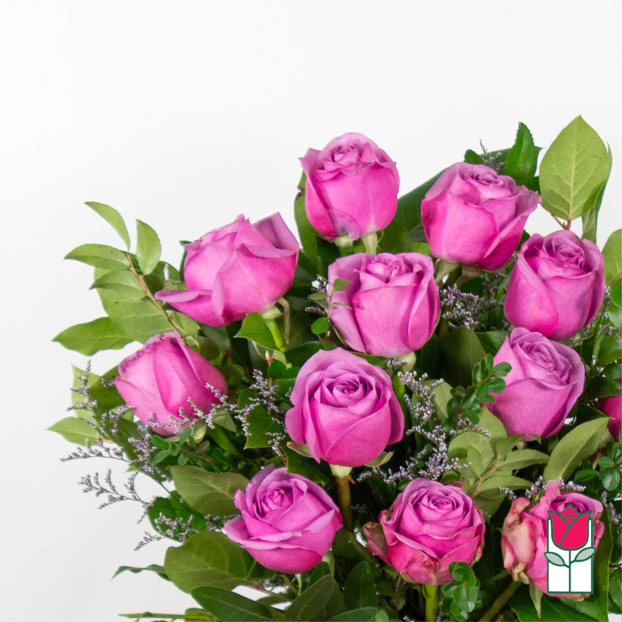 Bouquet of pink roses with green foliage