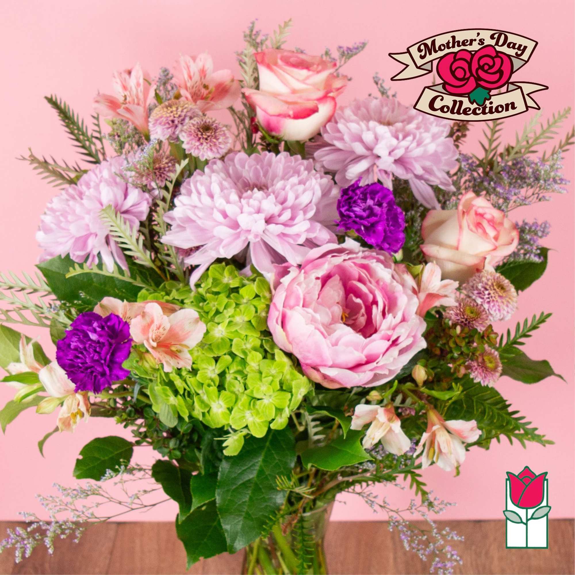 Pink and purple mixed bouquet with roses and chrysanthemums, photo 6 of 8