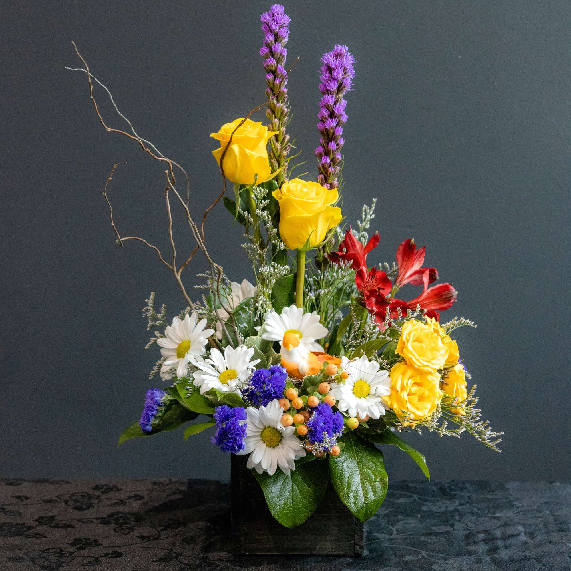 A colorful spring arrangement that brings the colors and freshness of spring