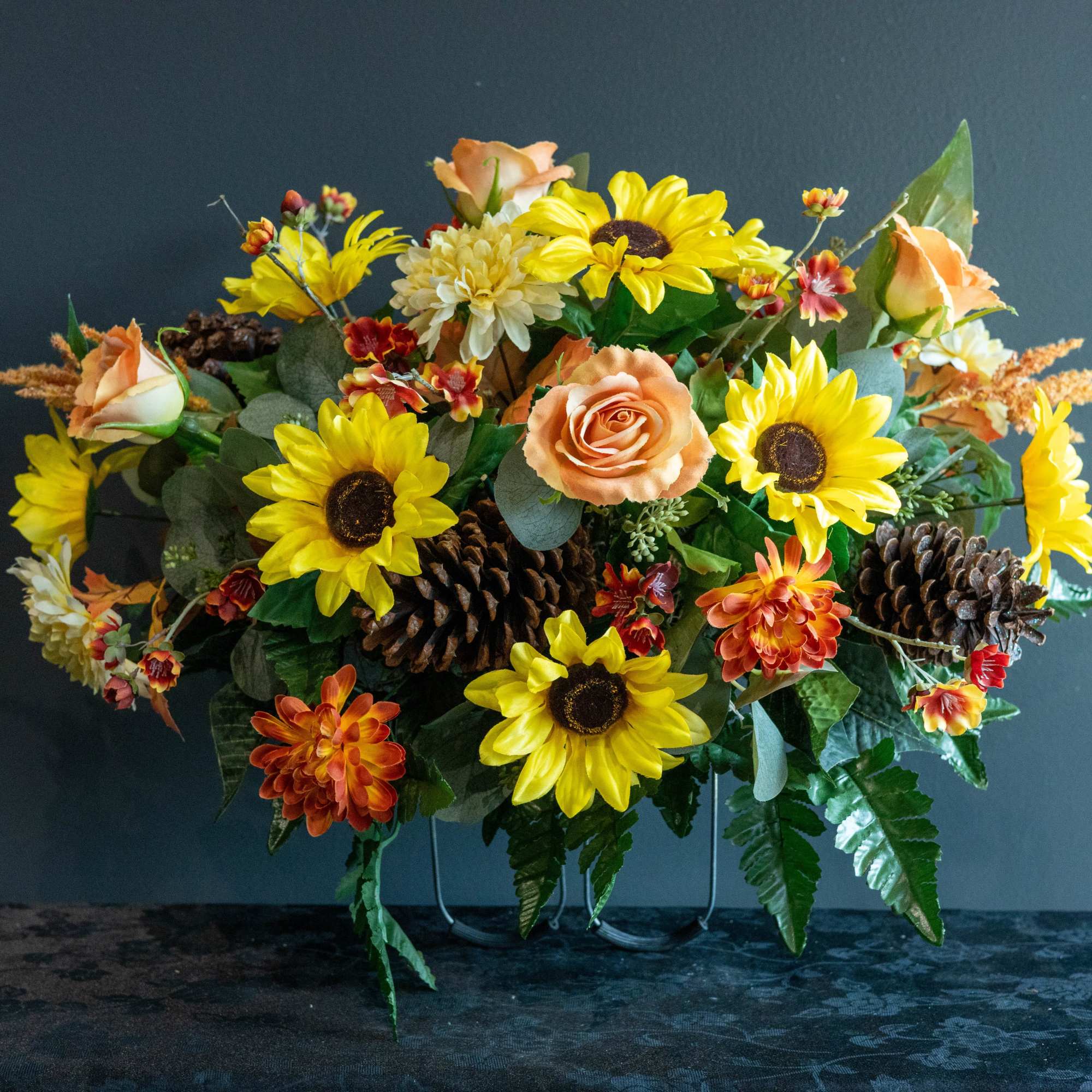 A beautiful artificial fall flower cemetery saddle in honor of a lost, photo 2 of 2