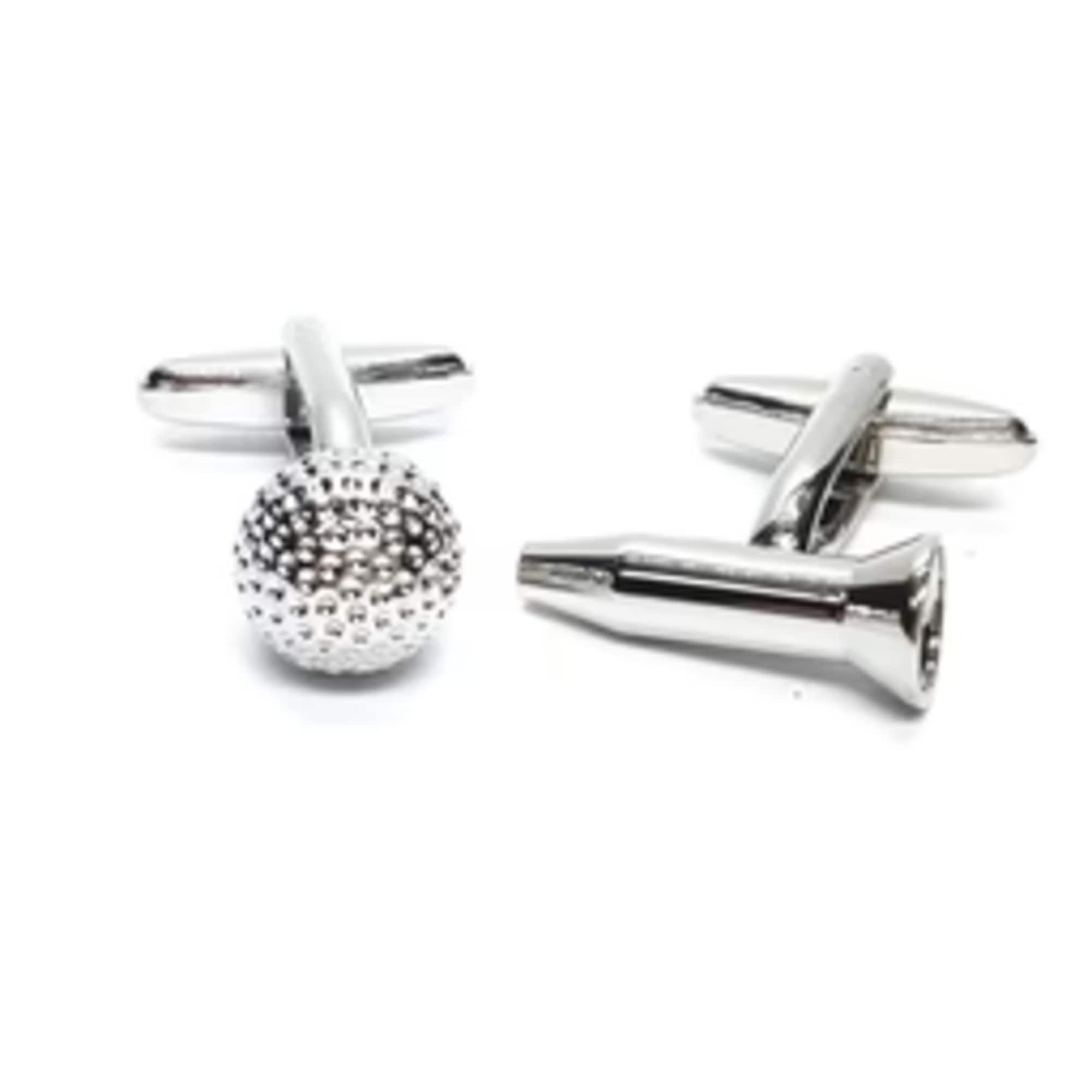 Silver metal cufflinks with a textured round face