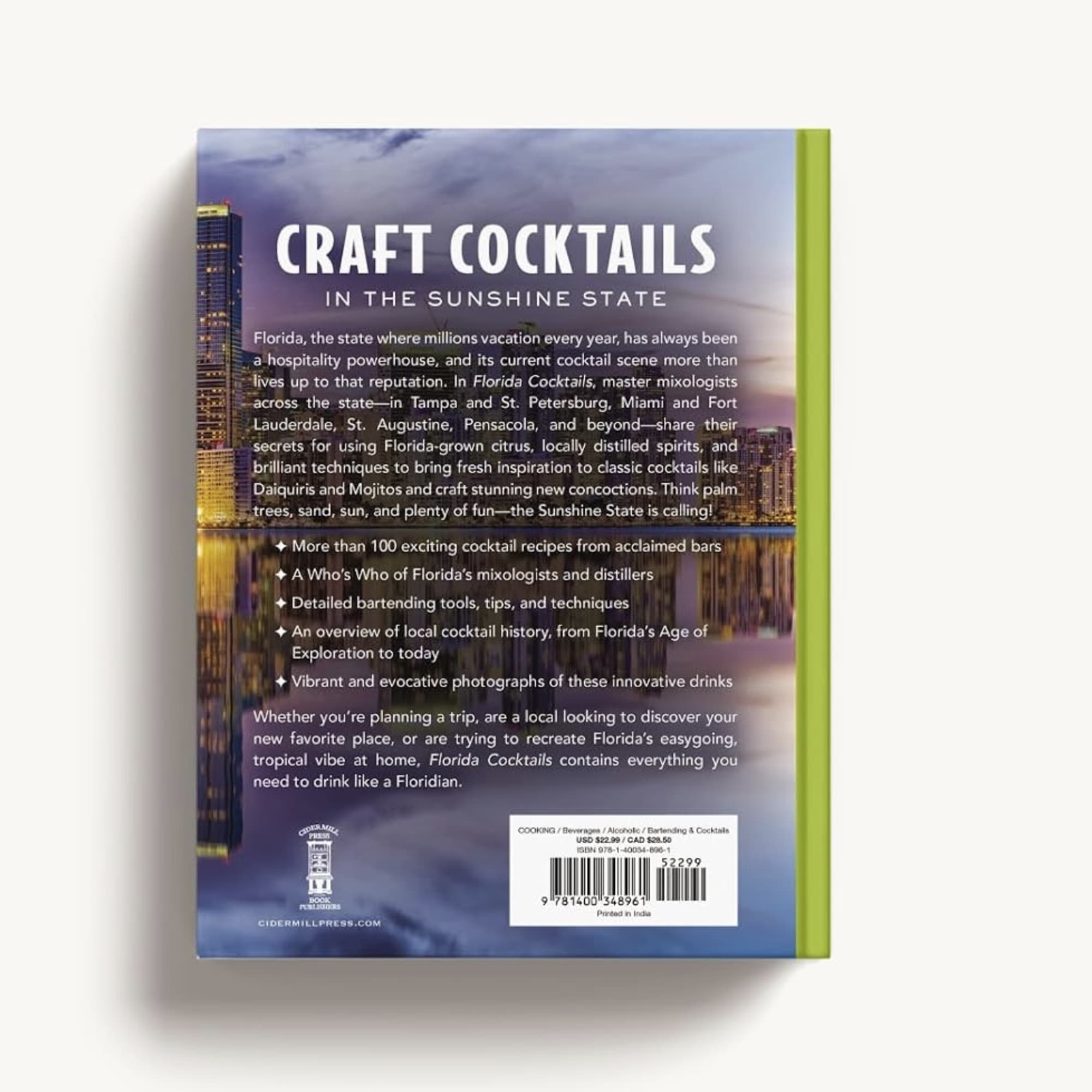 A hardcover book titled Craft Cocktails in the Sunshine State