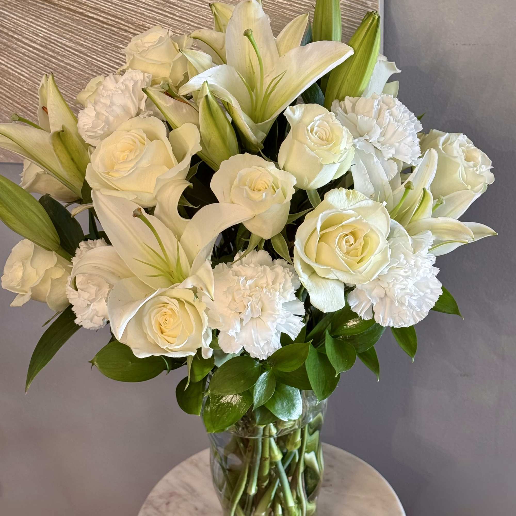 This timeless floral arrangement features a luxurious blend of pure white roses, photo 3 of 4