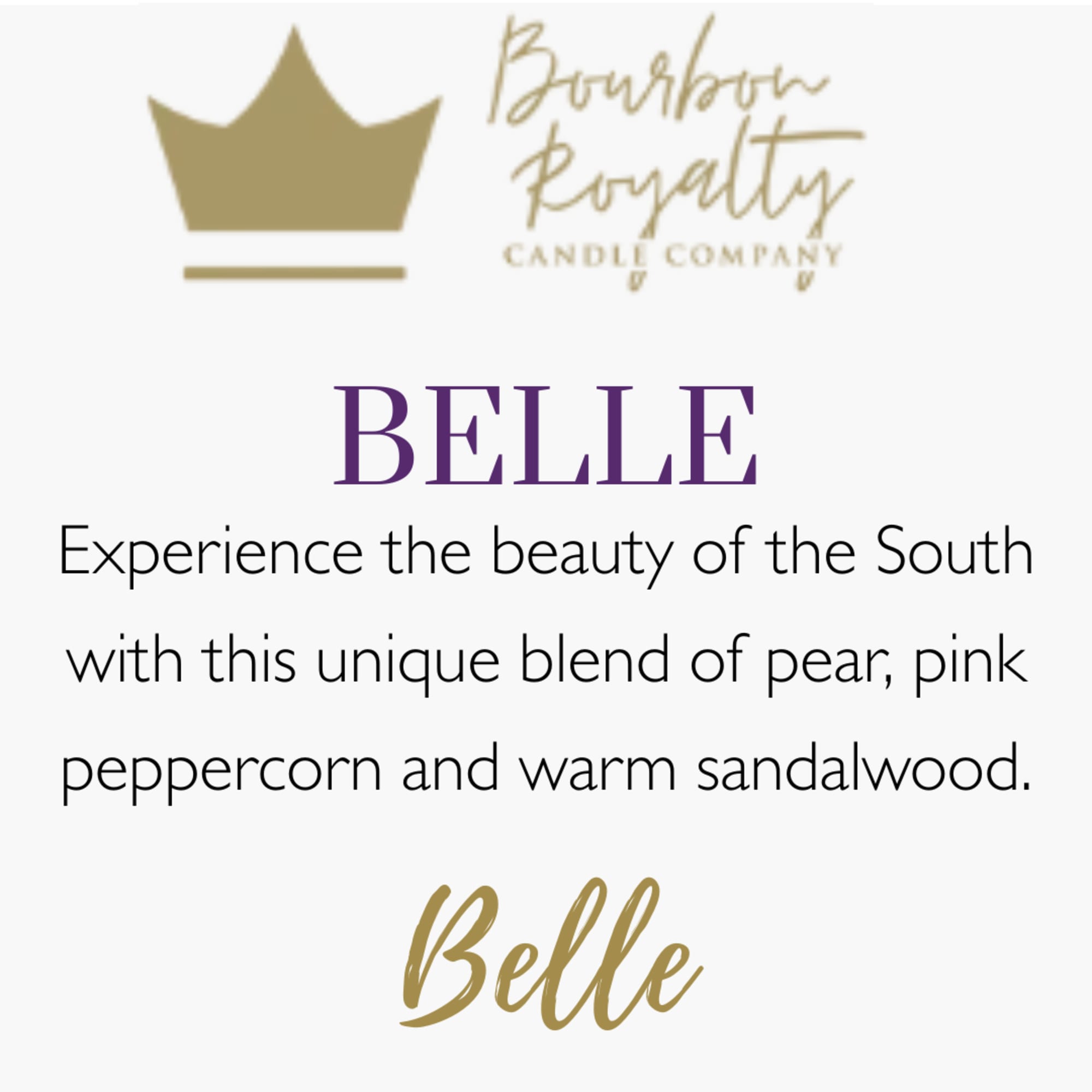 Brand graphic for Belle candle company with text on a white background