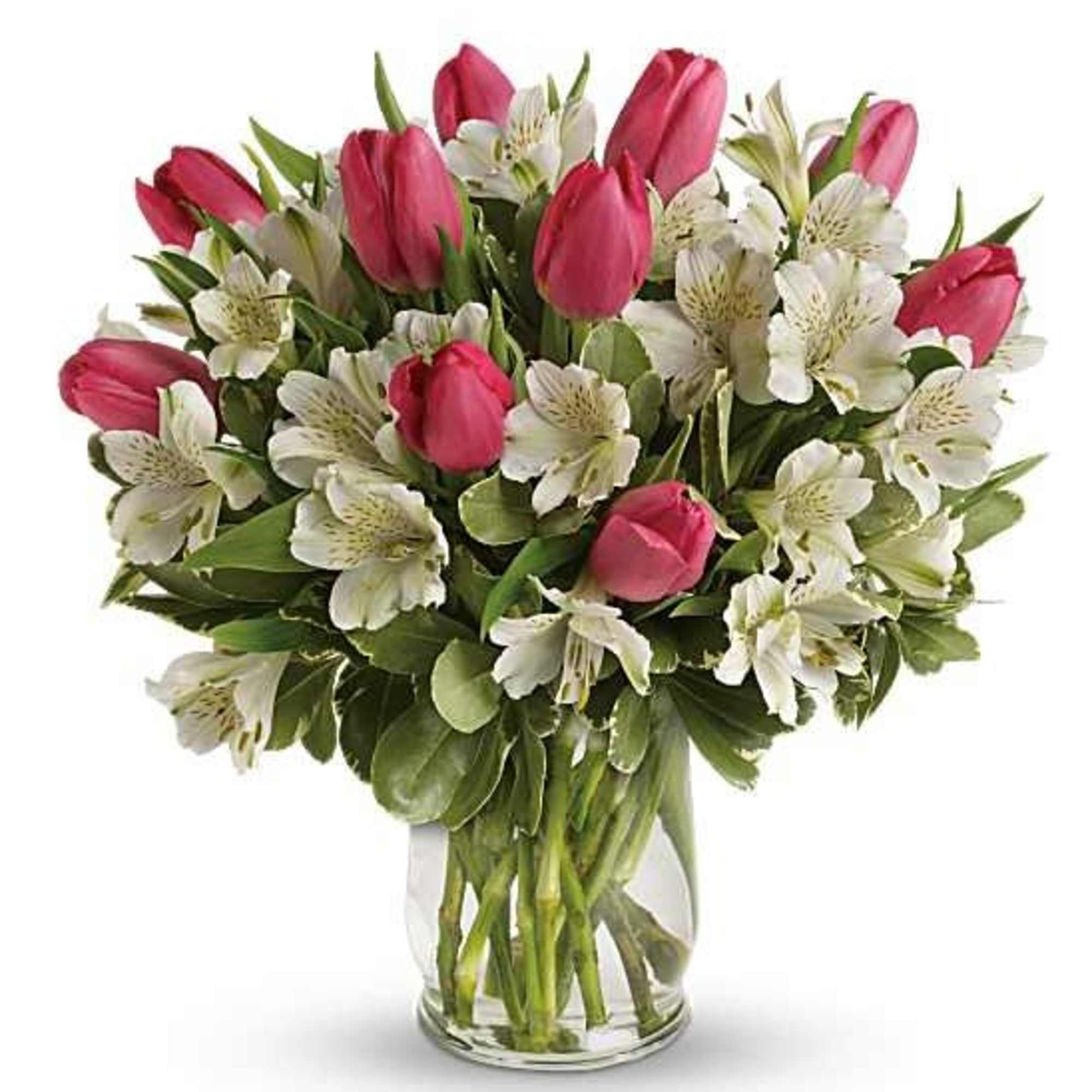 Spring is the season for romance! Brimming with exquisite tulips and alstroemeria