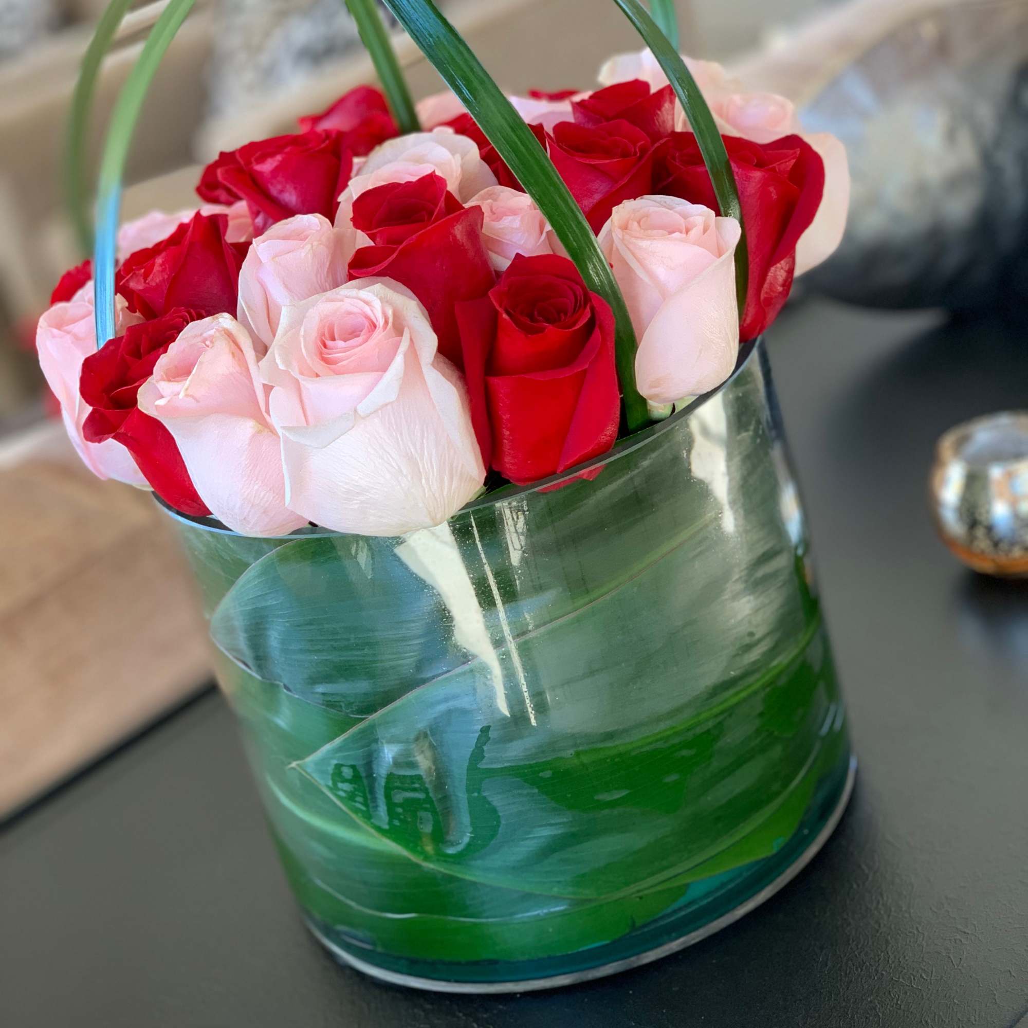 Modern style including premium Ecuadorian roses and accents. OTHER COLORS OF ROSES