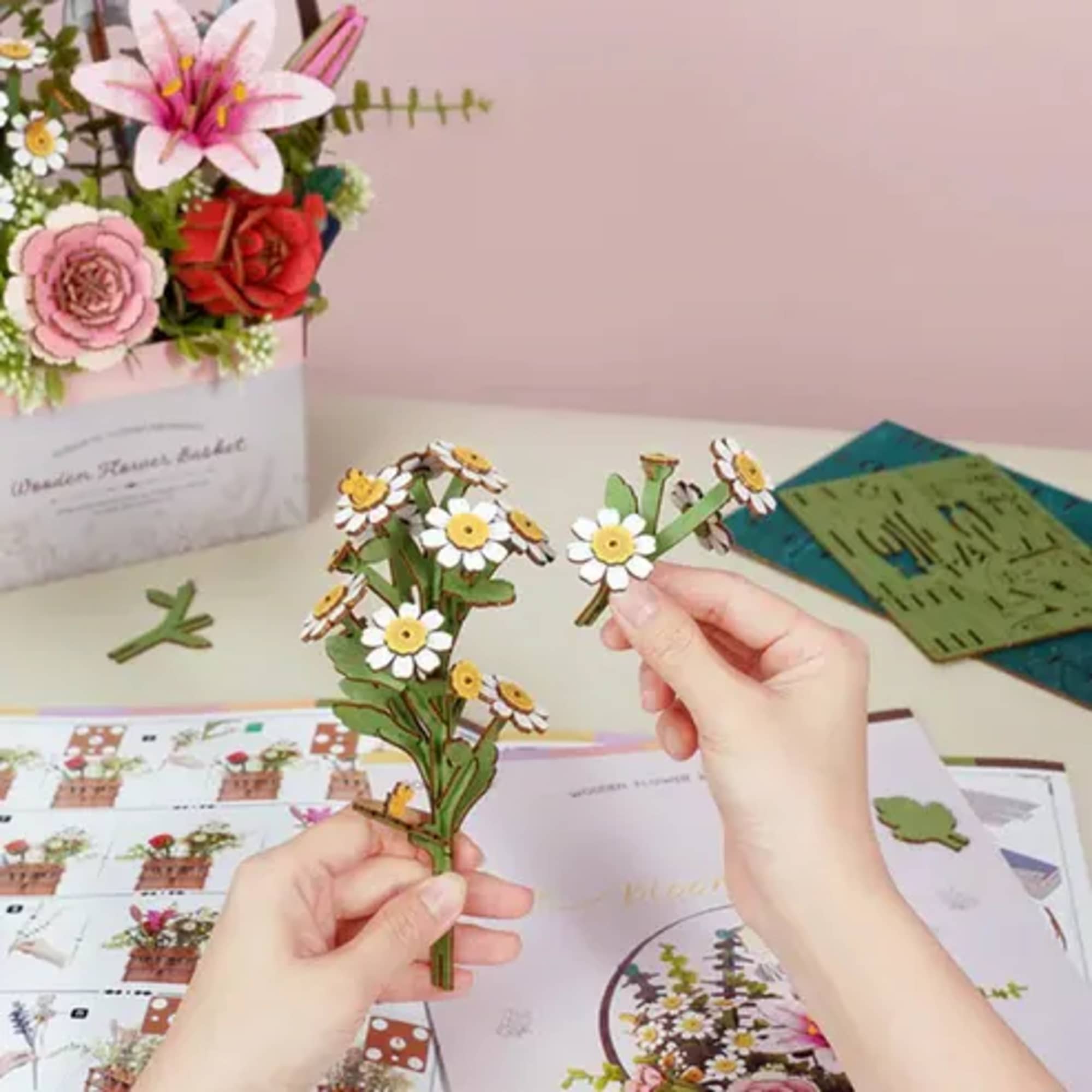 This intricately designed kit lets you assemble a charming wooden basket overflowing, photo 2 of 3