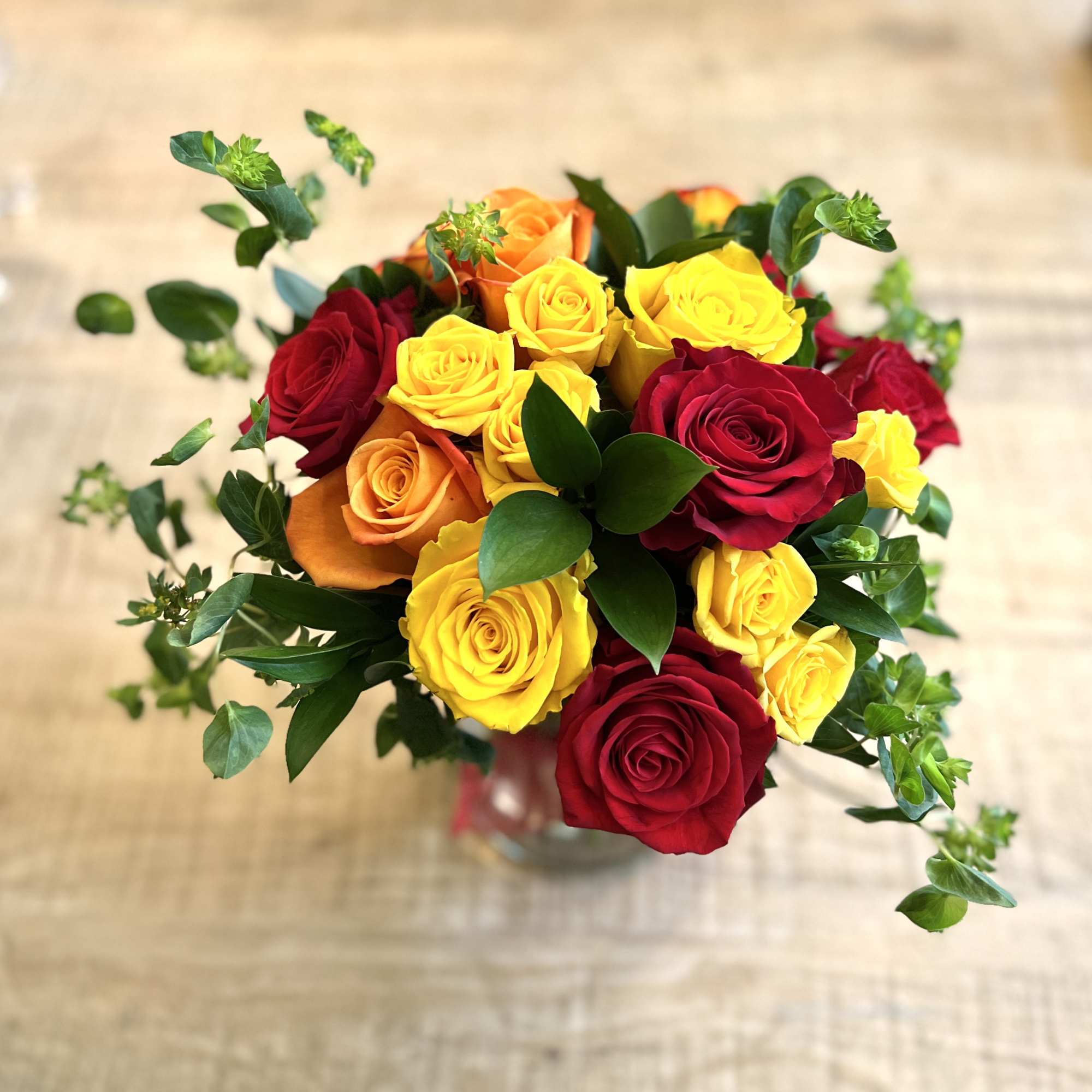This beautiful vase of roses &amp; mini garden roses is just what, photo 2 of 2
