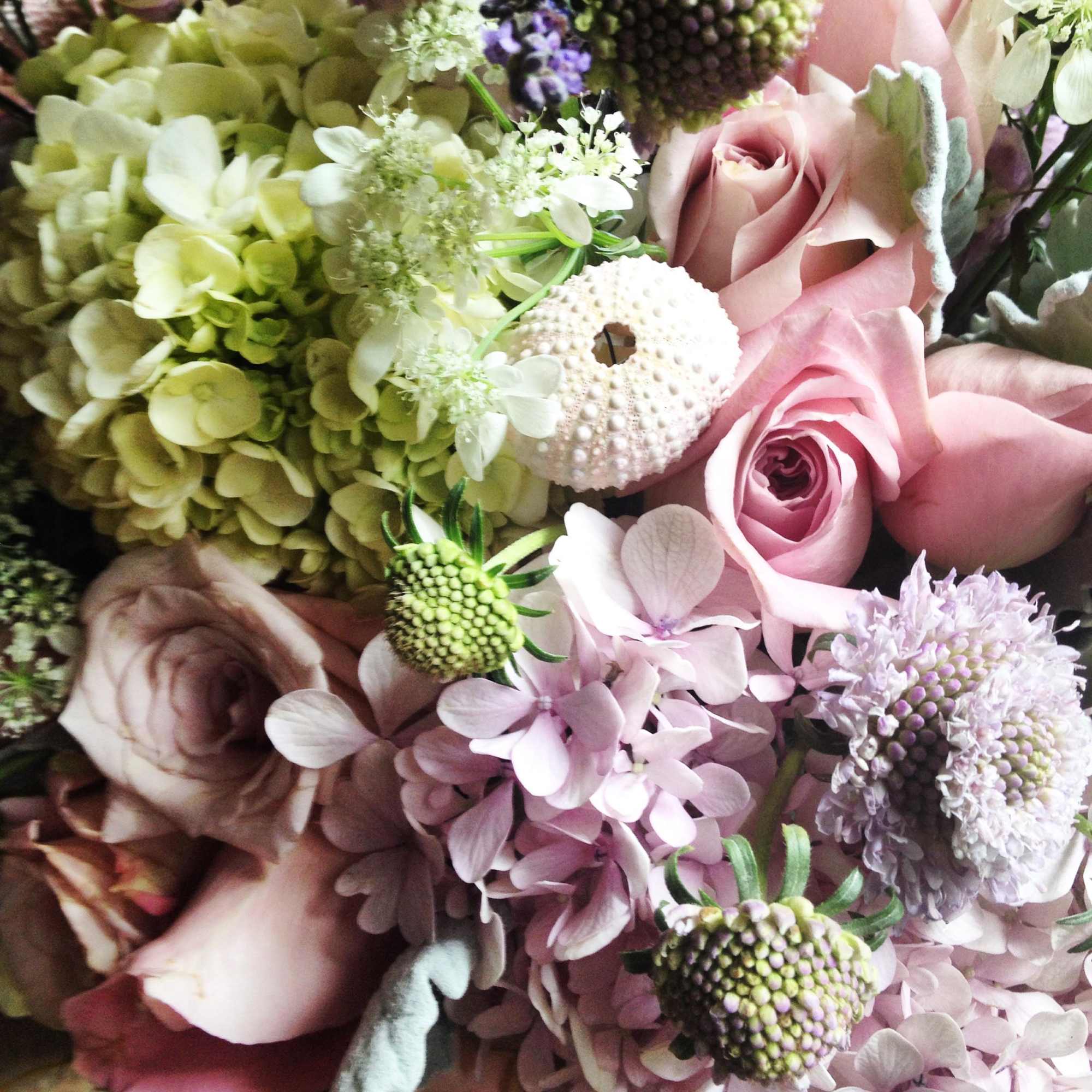 Large garden like and wild arrangement of pretty purple, lavender and white, photo 4 of 4