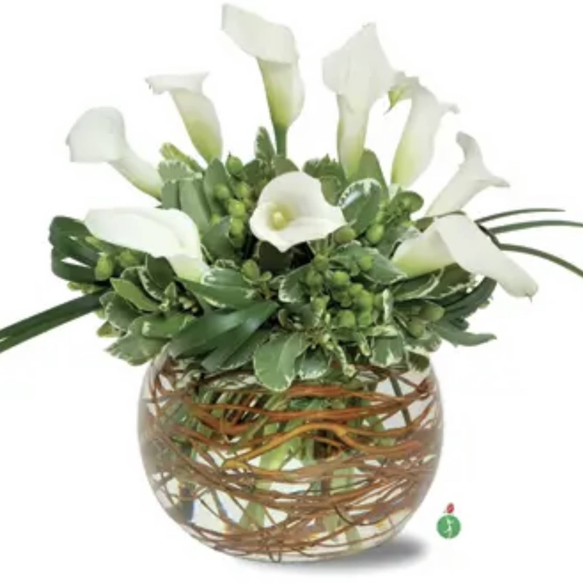A very elegance ,luxurious fresh white calla lilies and rich seasonal greens