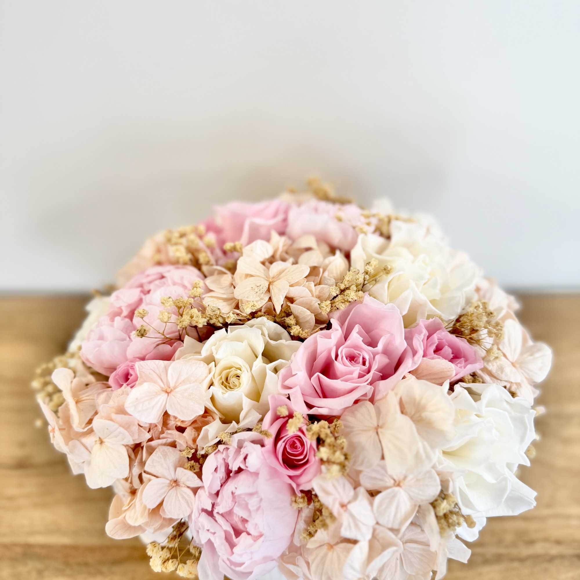 A timeless garden-inspired arrangement featuring premium preserved roses, hydrangeas, peonies, and delicate, photo 3 of 6