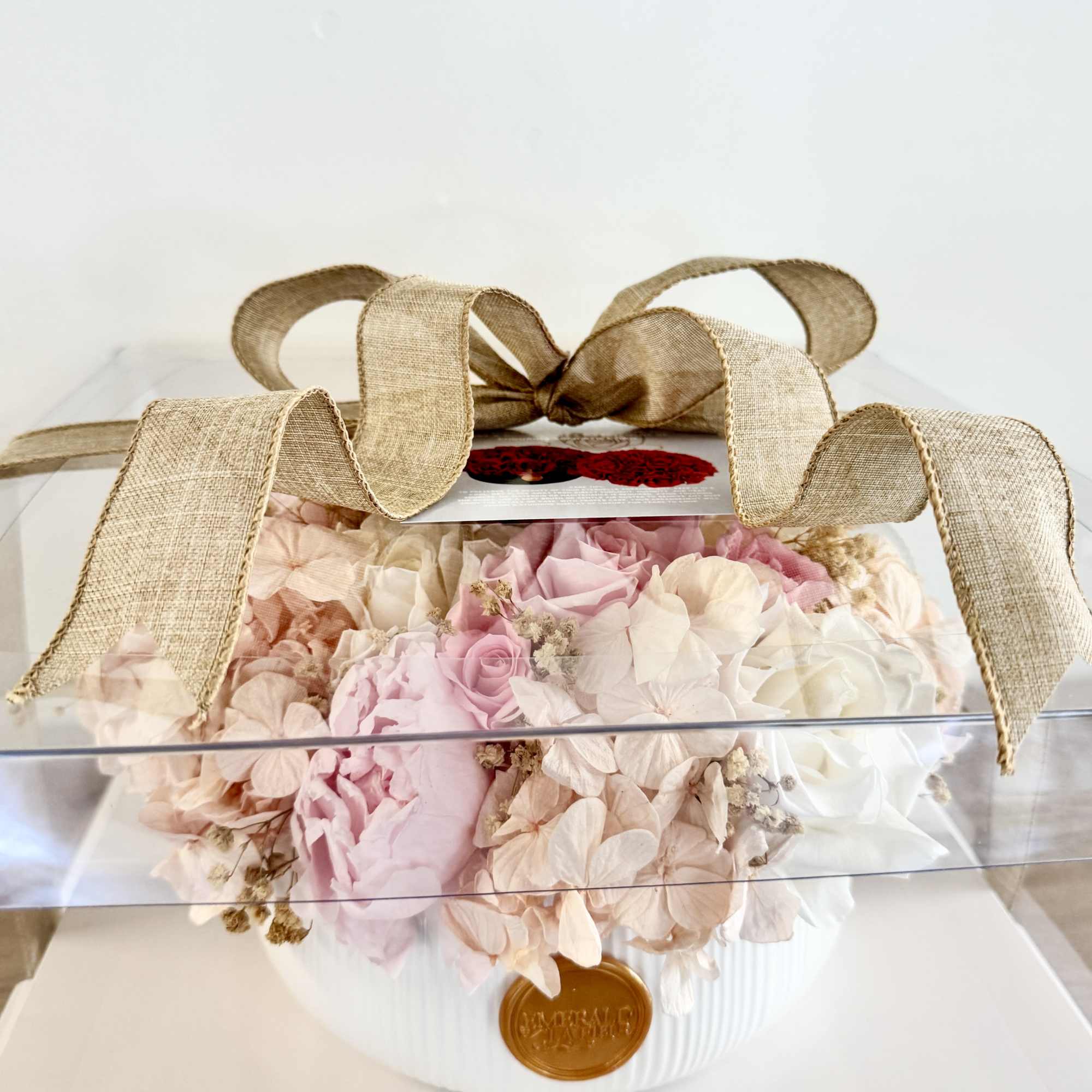 A timeless garden-inspired arrangement featuring premium preserved roses, hydrangeas, peonies, and delicate, photo 5 of 6