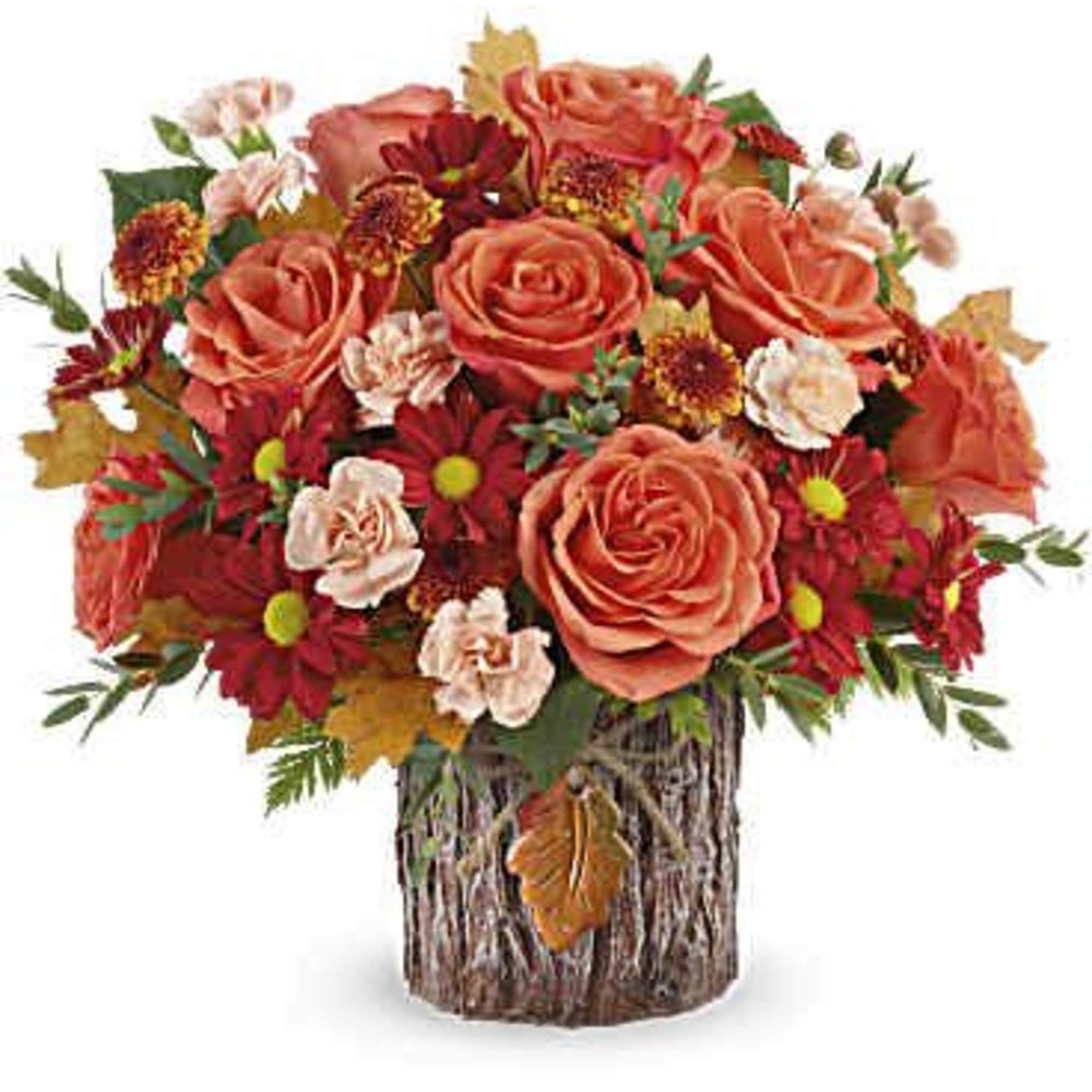 Capture their admiration with this enchanting fall rose arrangement, elegantly complemented by