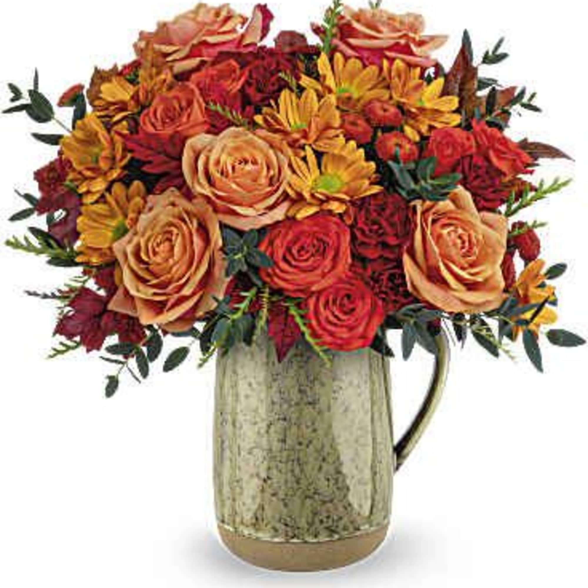 Embrace the charm of autumn's majestic meadow with this heartfelt rose bouquet