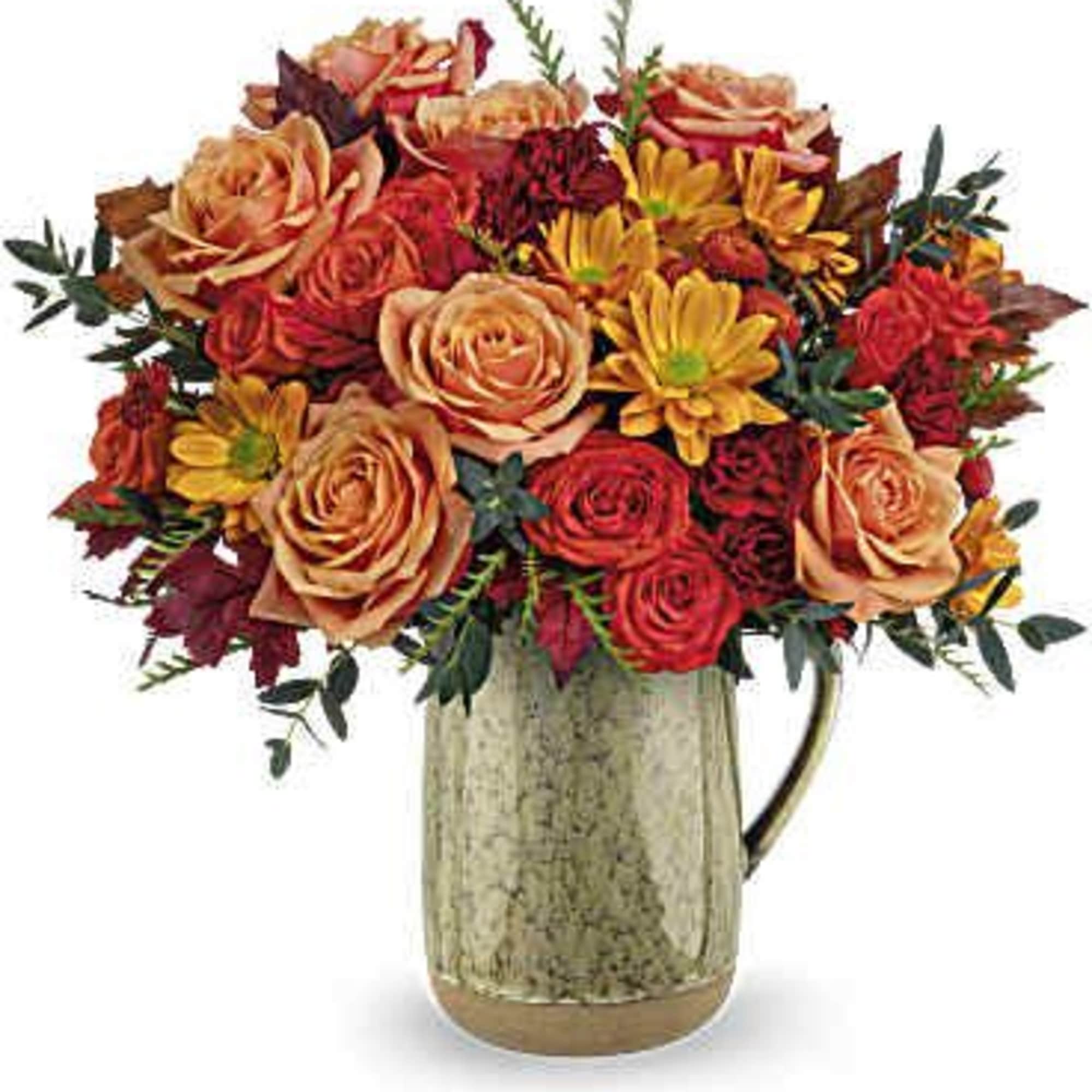 Embrace the charm of autumn's majestic meadow with this heartfelt rose bouquet