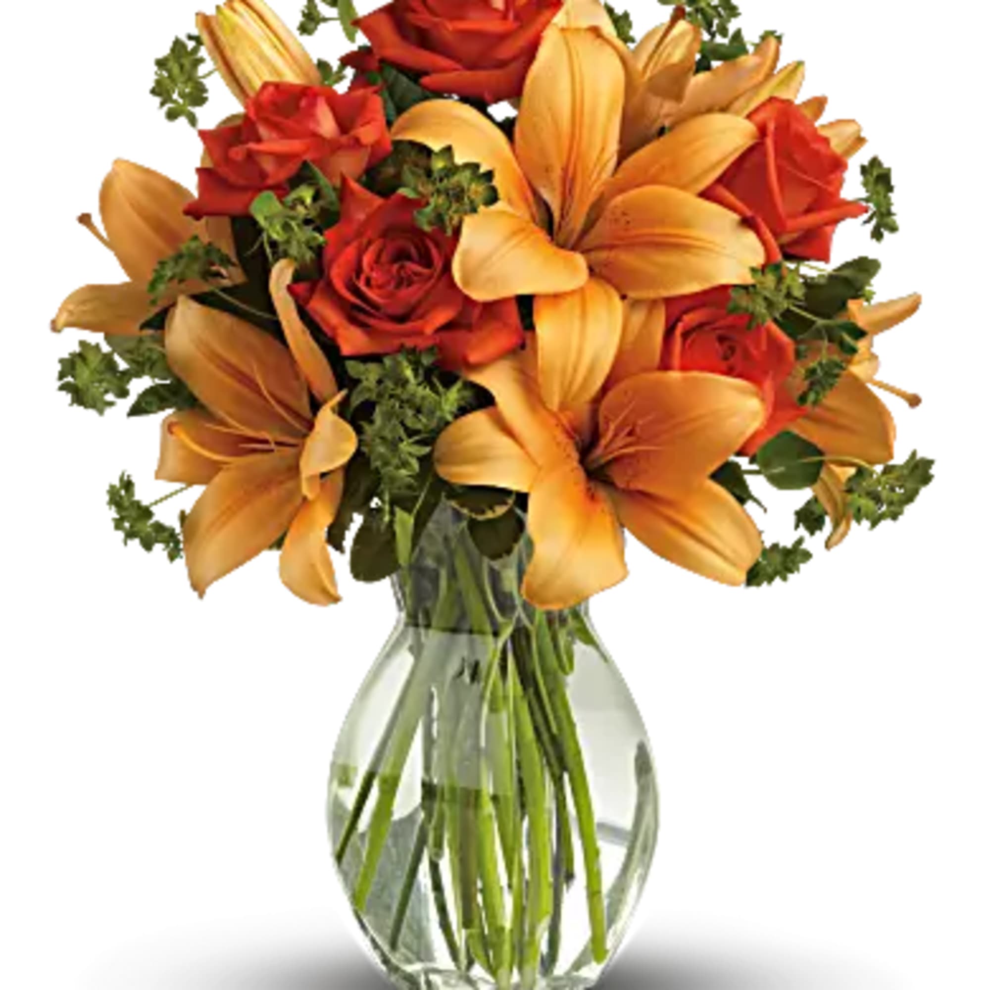 Ignite their heart with this inspirational gift of warm orange roses and