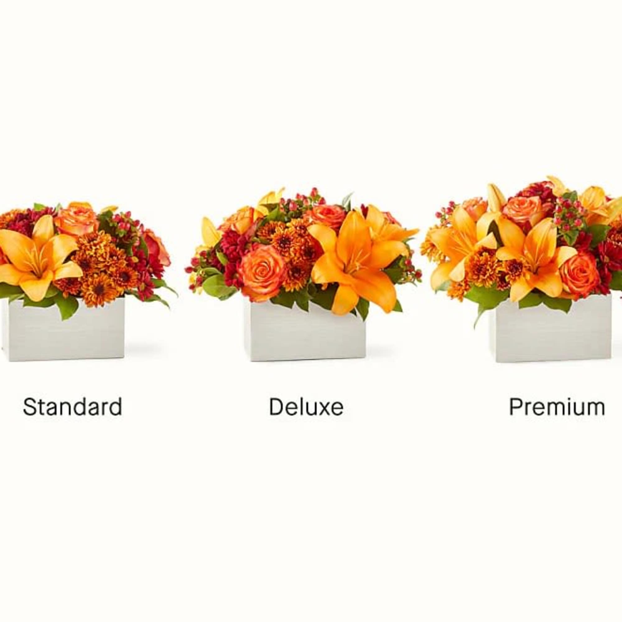 Step into autumn with fiery red and orange petals, expertly arranged to, photo 2 of 2