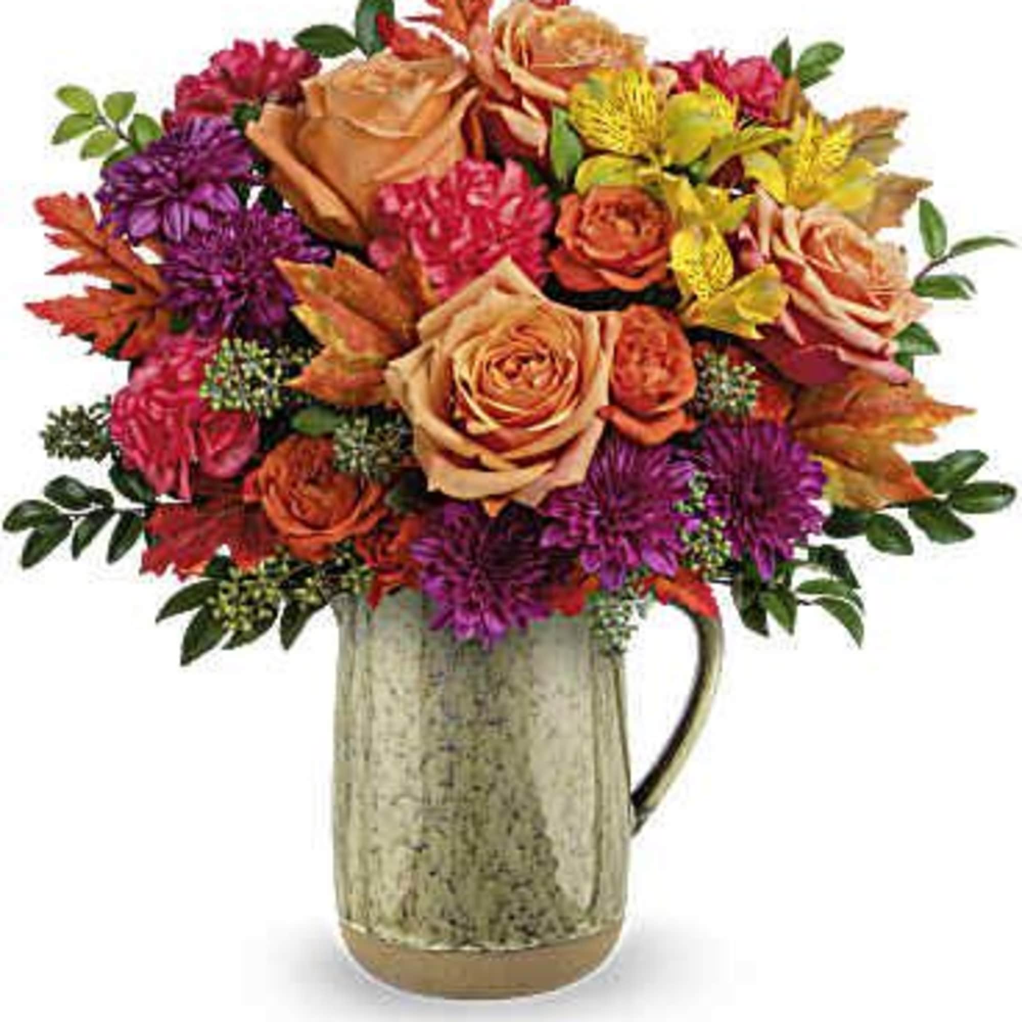 Celebrate the essence of fall with this abundant bouquet of autumnal roses