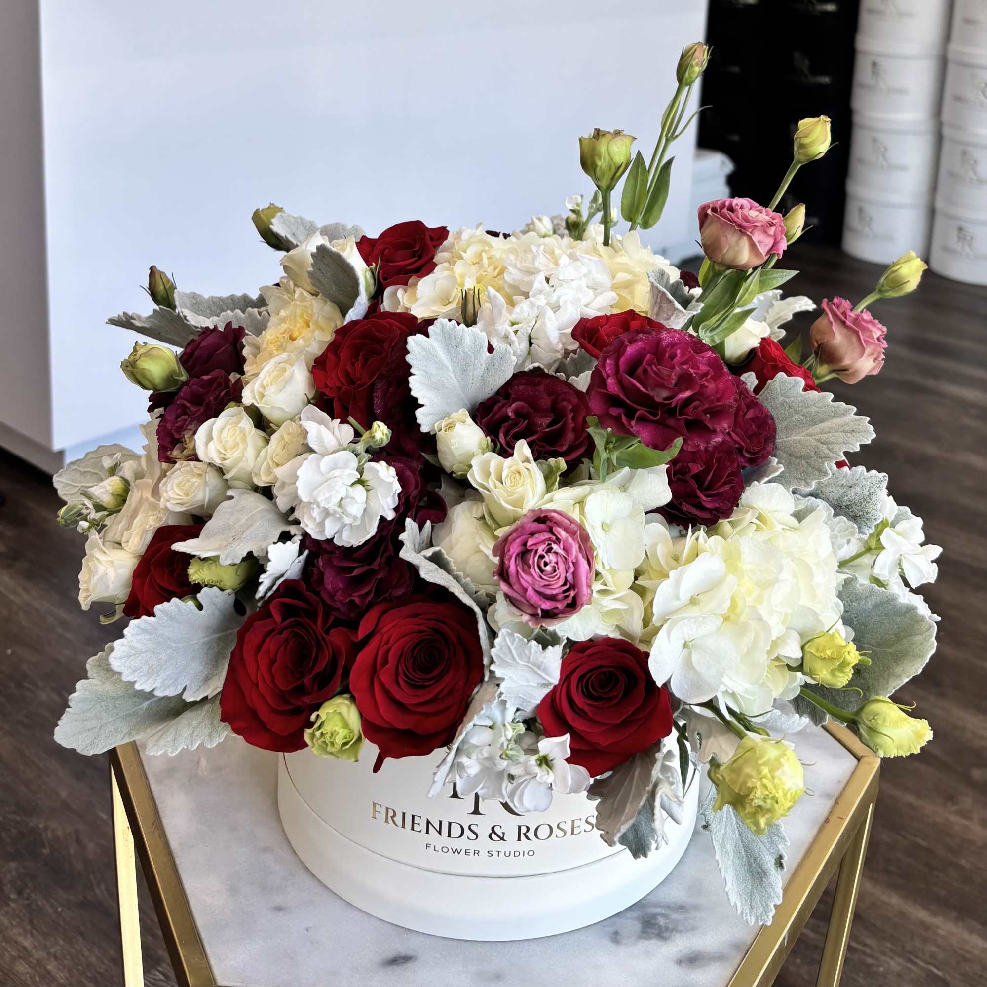 Gorgeous box filled with fine flowers in burgundy colors. An excellent present, photo 3 of 3