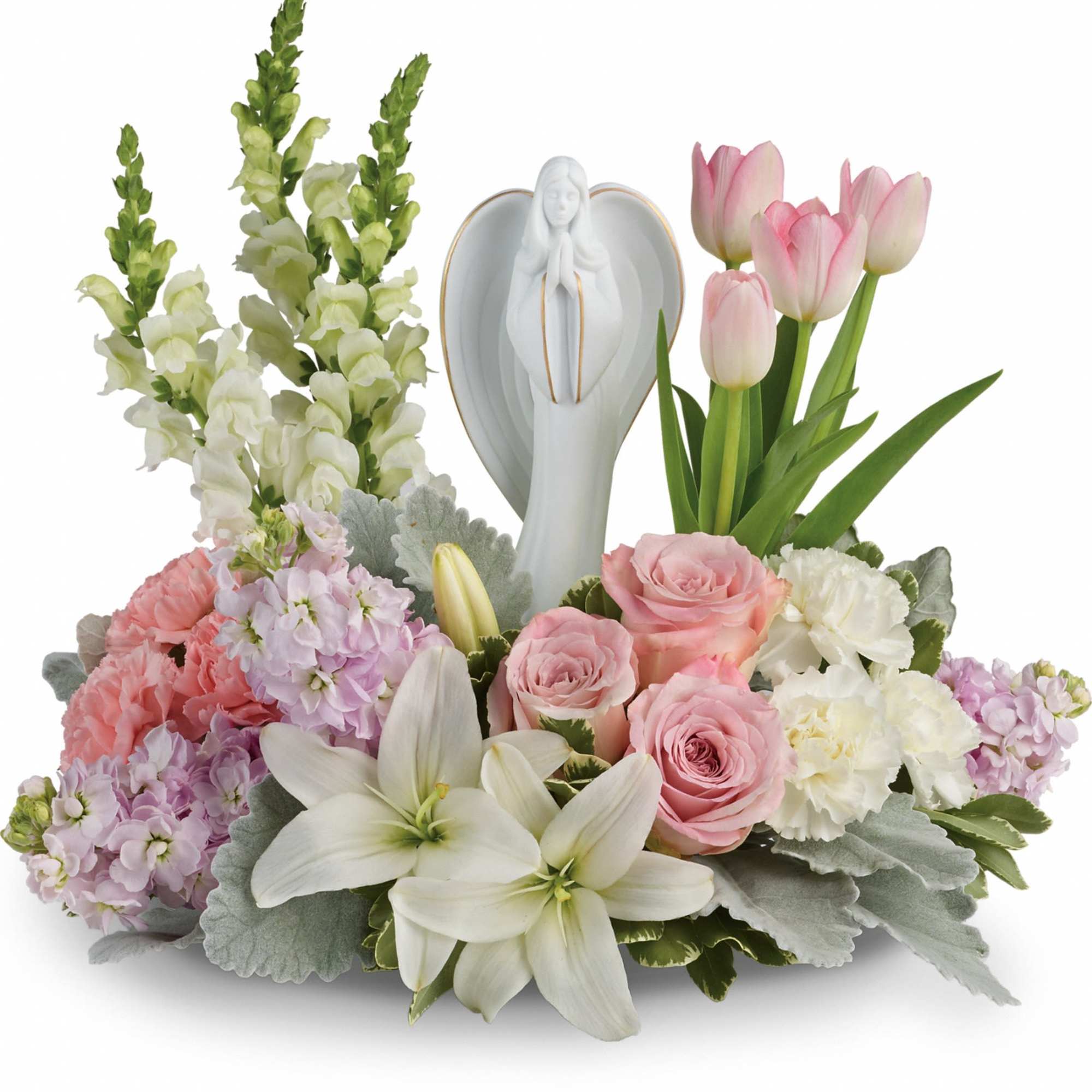 Show them you care with this gorgeous display of roses, lilies and