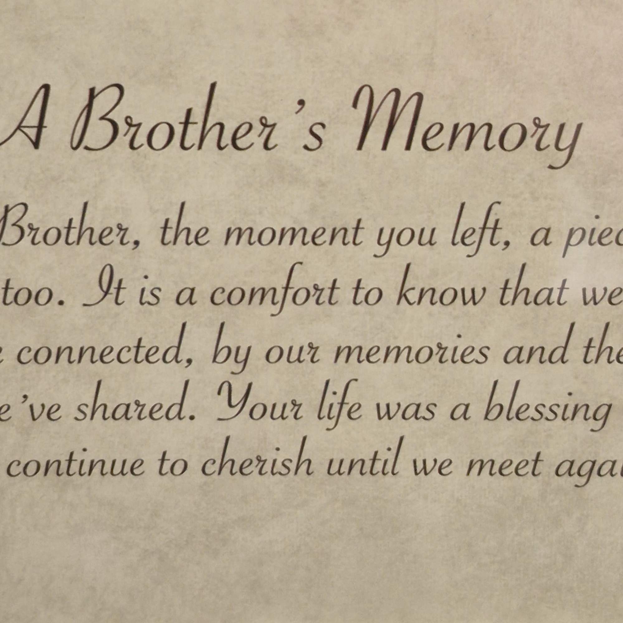 "A Brother's Memory" framed prayer offers a gentle, reflective tribute for sympathy, photo 2 of 2