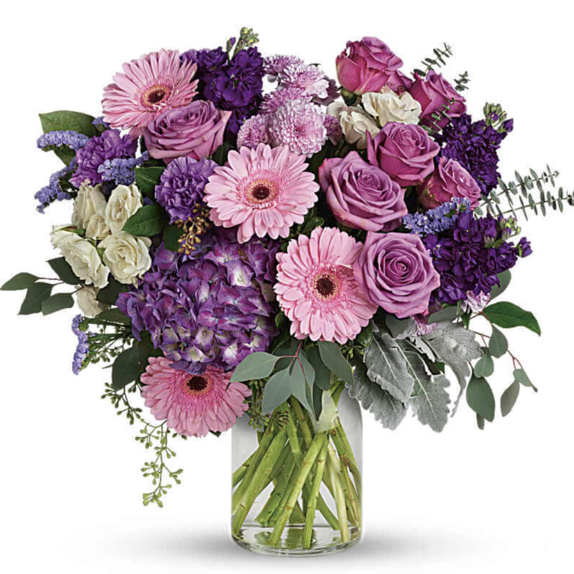 Bring beauty to any occasion with the deep purples and playful pinks