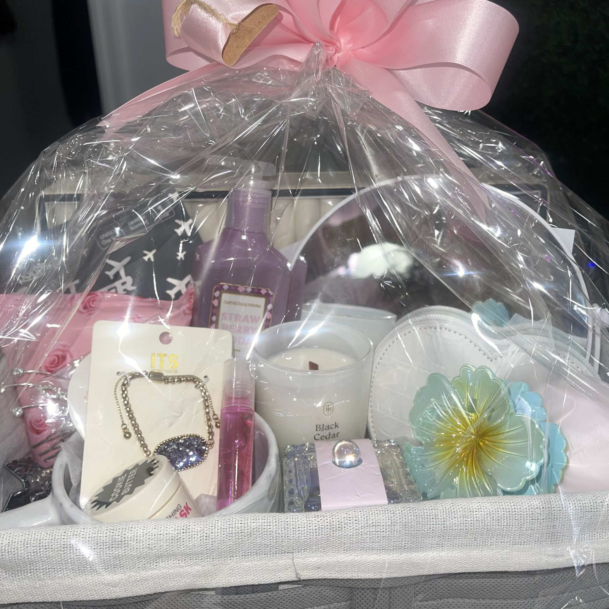
Each basket arrives filled with assorted self-care and novelty items arranged in, photo 2 of 2