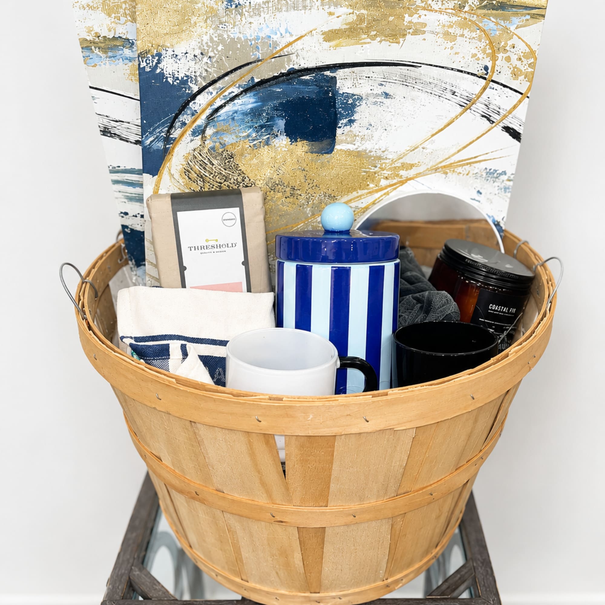 A fresh, gift-ready housewarming basket that delights at first glance:  gift-basket
