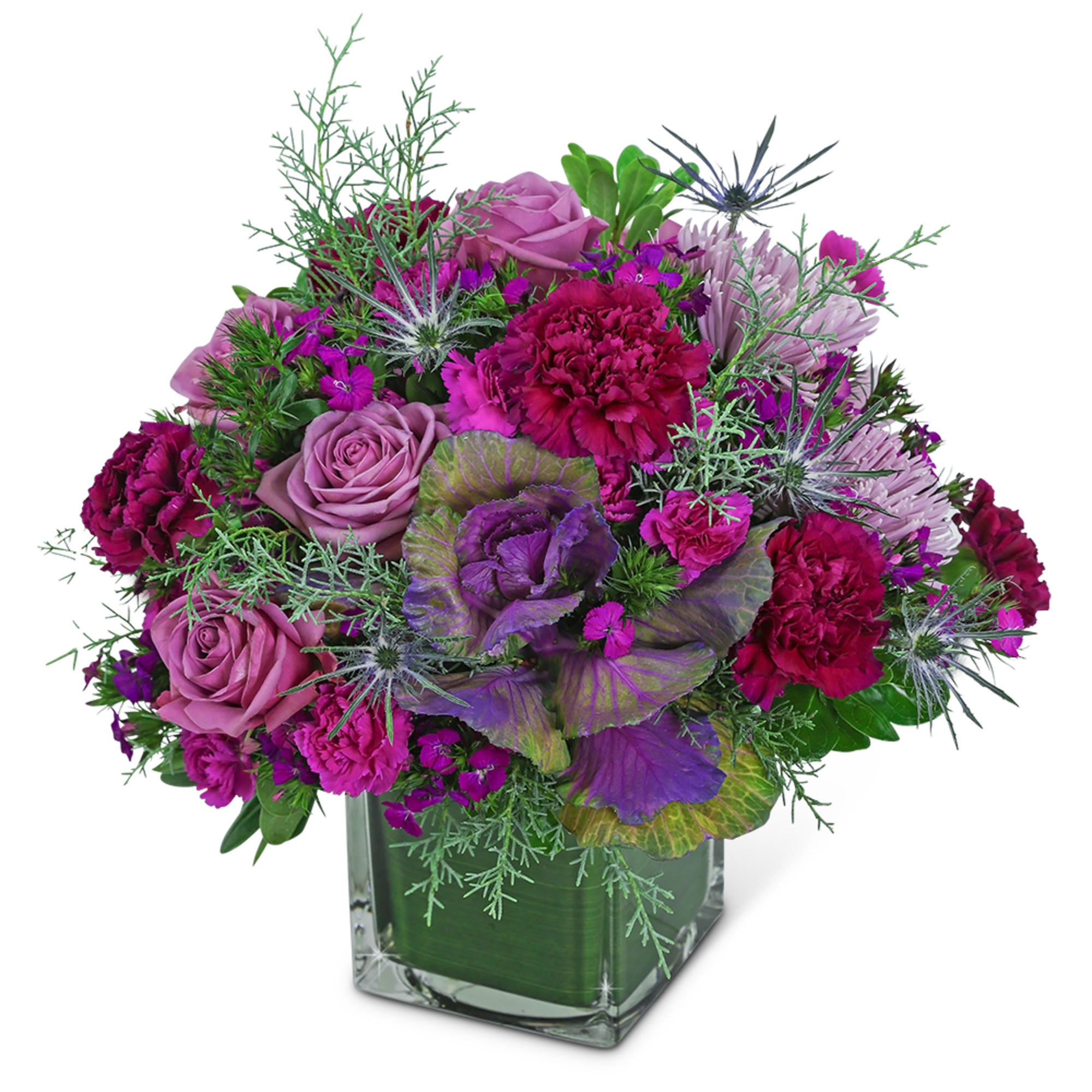 This artistic flower design will brighten anyone&rsquo;s day! Wildberry Luxe contains roses