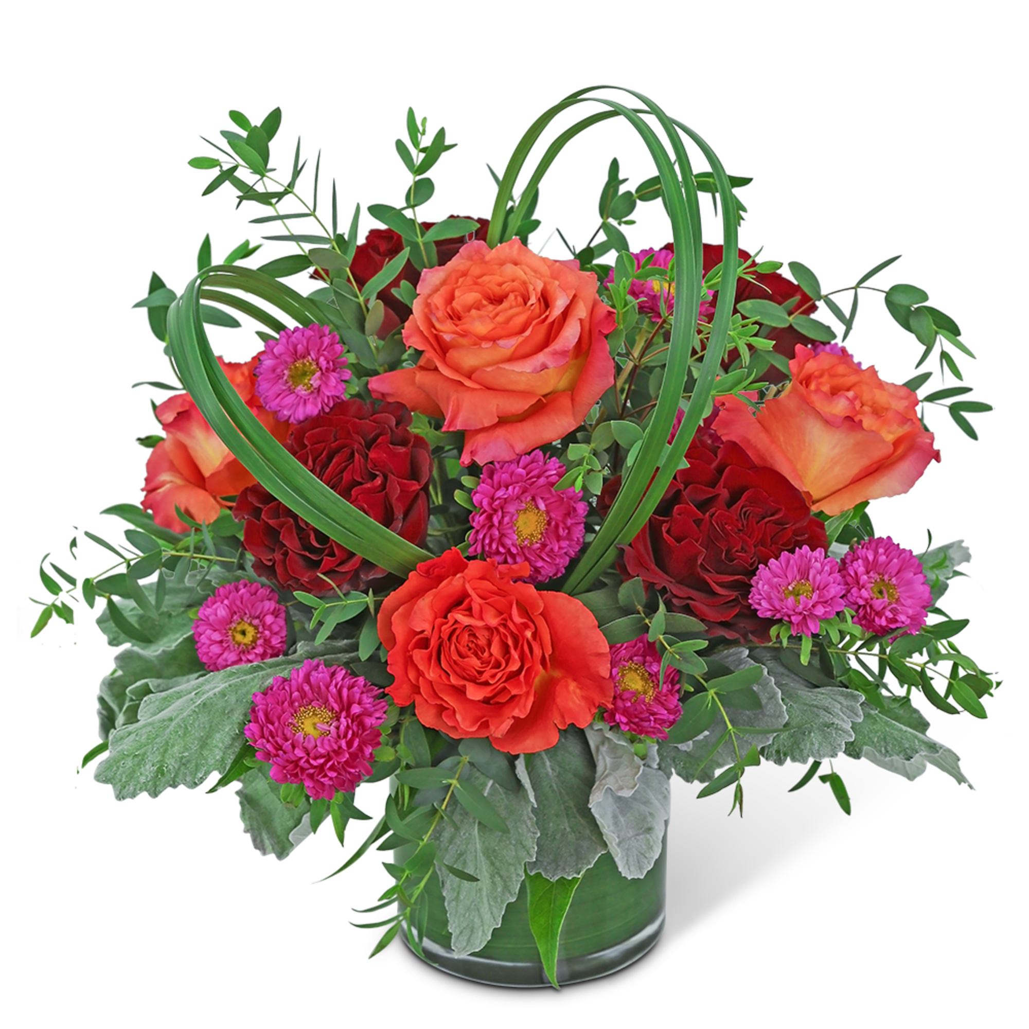The vibrant colors in this arrangement are sure to brighten up any