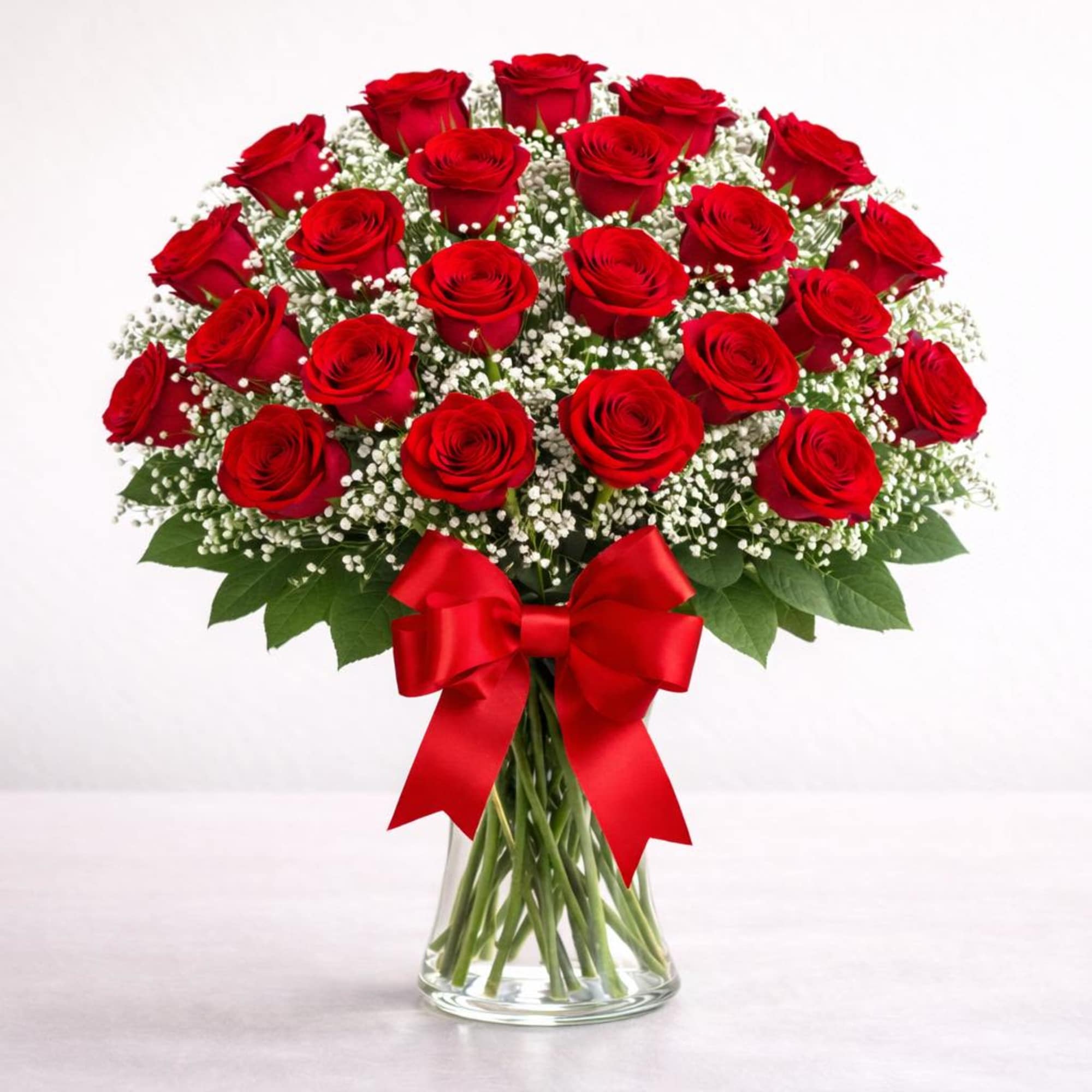 Our premium long stem red roses are an elegant surprise for the