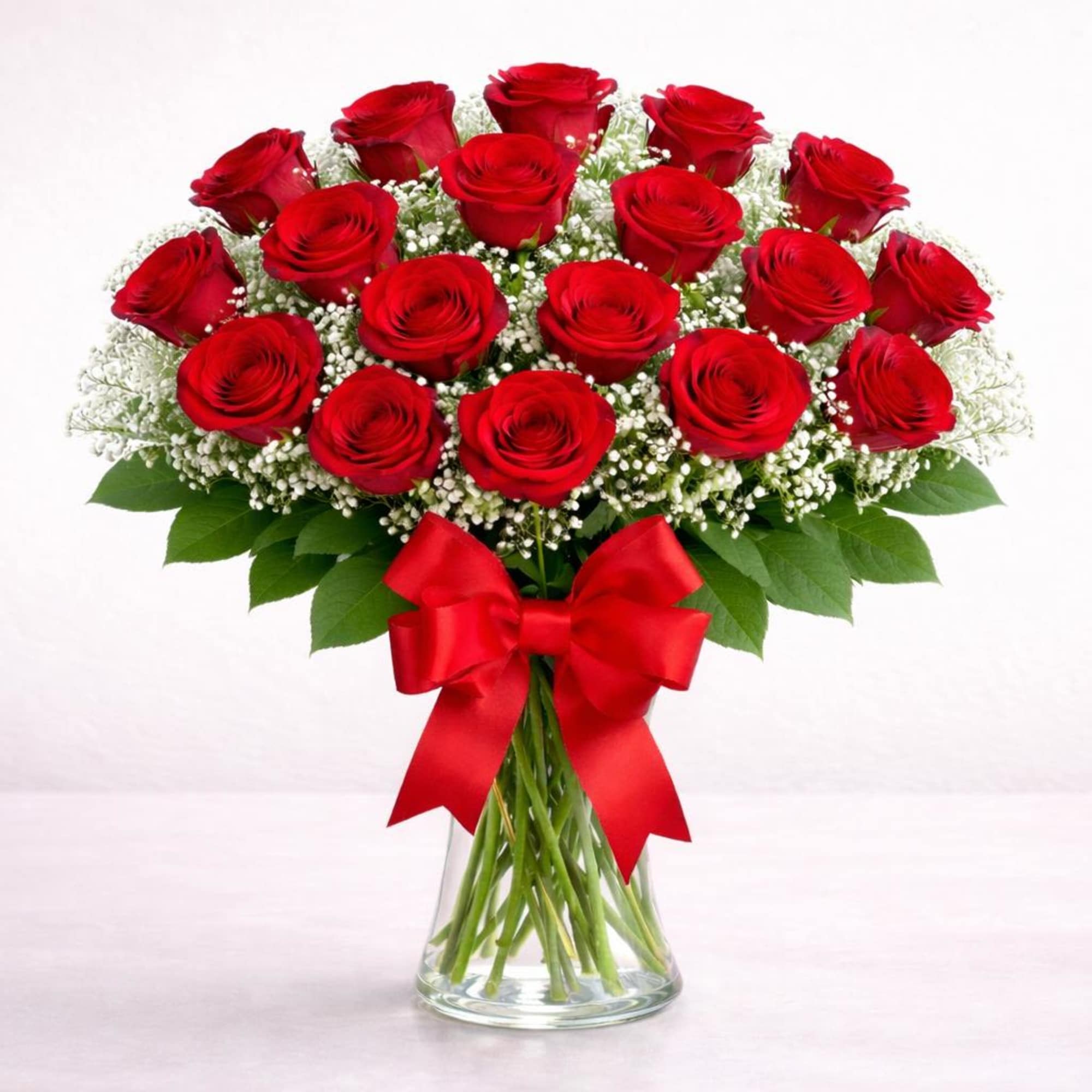 Our premium long stem red roses are an elegant surprise for the