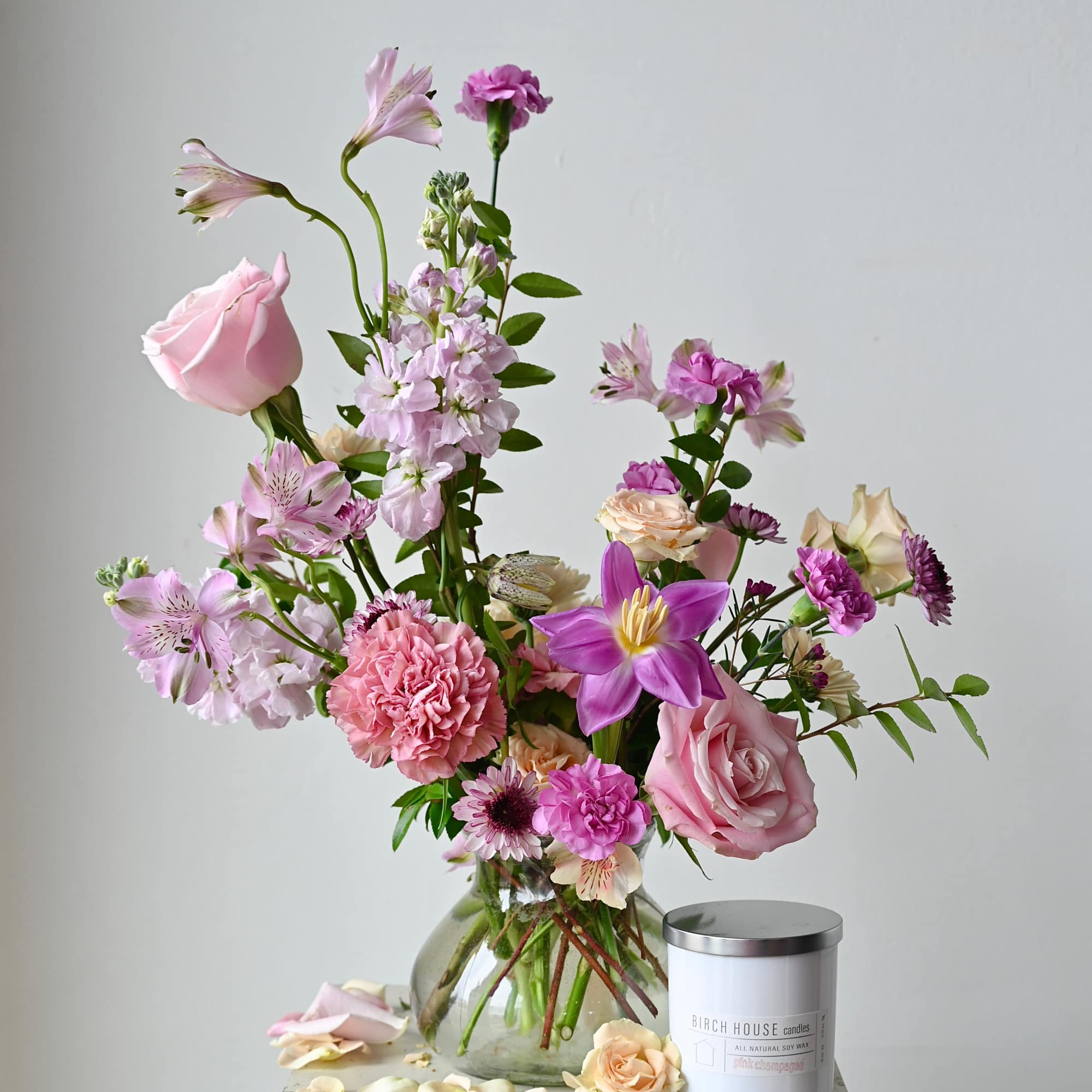 A beautiful arrangement designed in our adorable posie vase and accompanied with