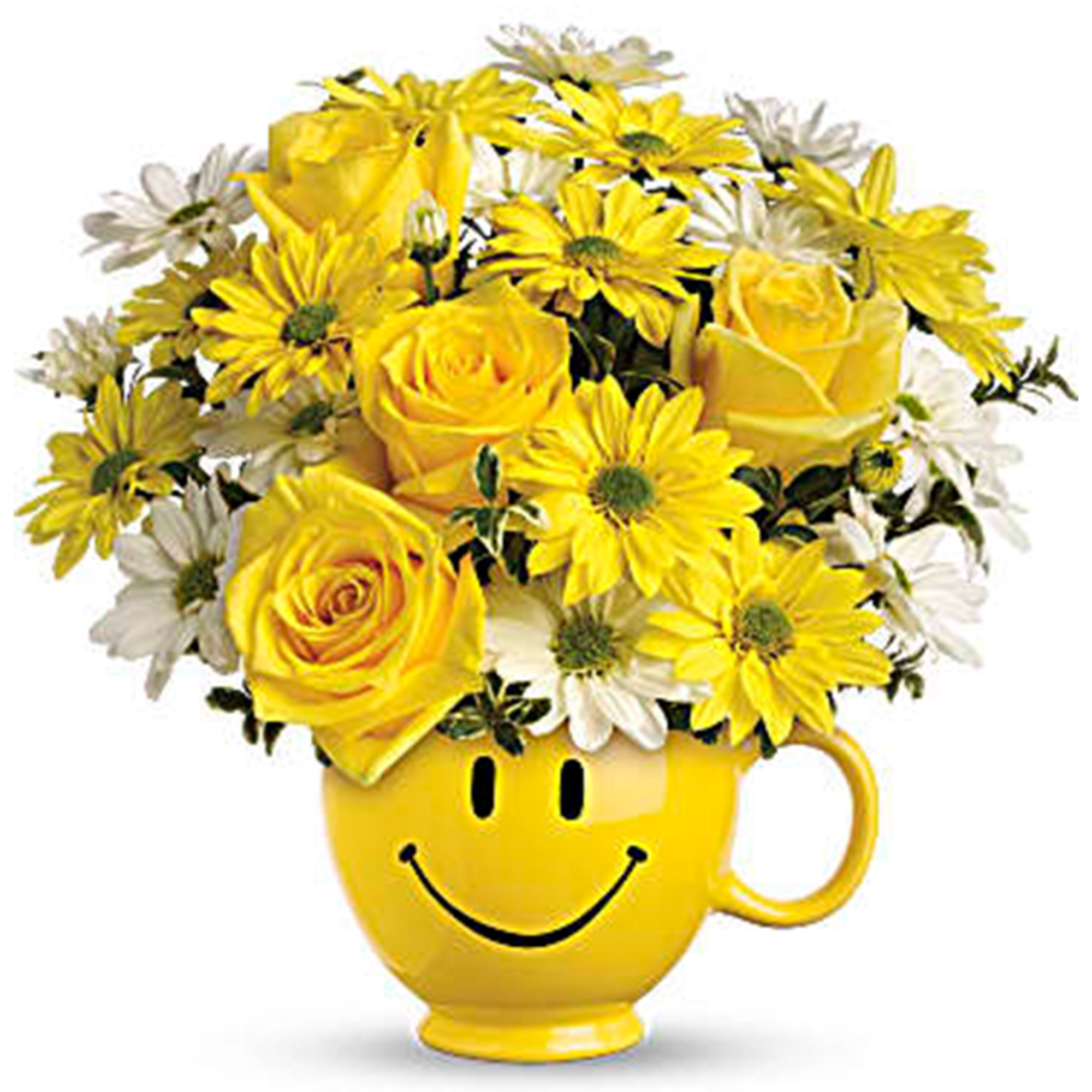 Be Happy Mug is a cheerful, feel-good arrangement designed to spark instant