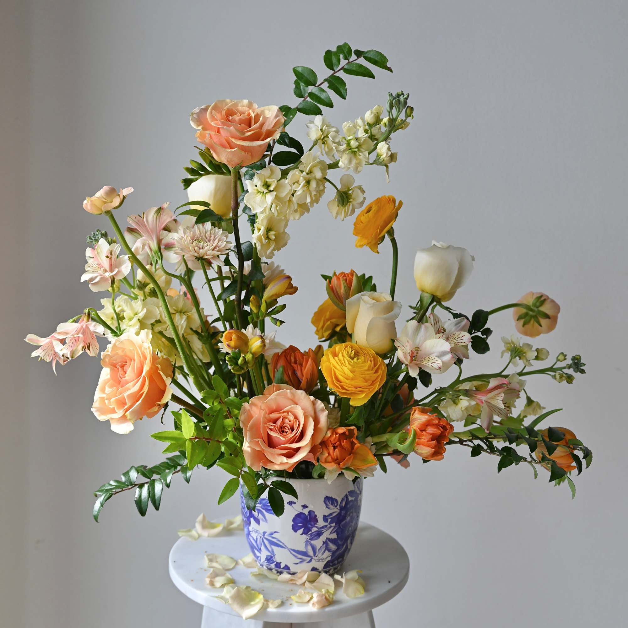 Textural and playful in design in a blue and white floral pot, photo 2 of 4