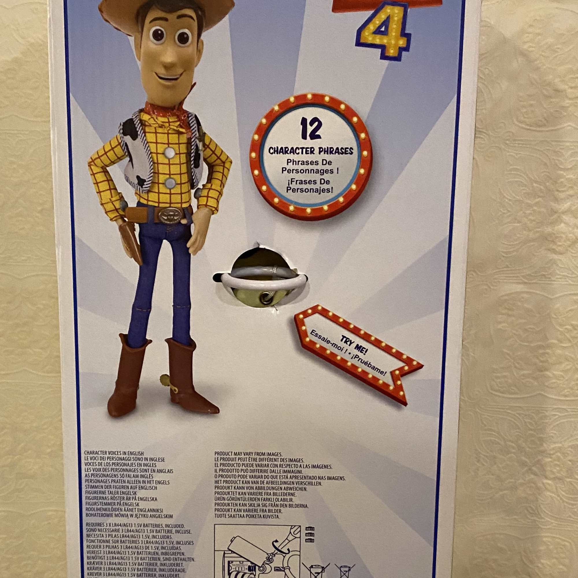 Toy Story 4 Woody character box with a figure pictured on the front